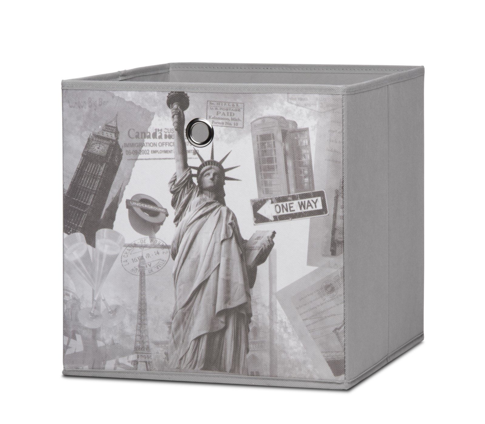 Fun Möbel Faltbox Box City - City -32 x 32 cm - City Look (Grau) (1 Stück), Made in Europa