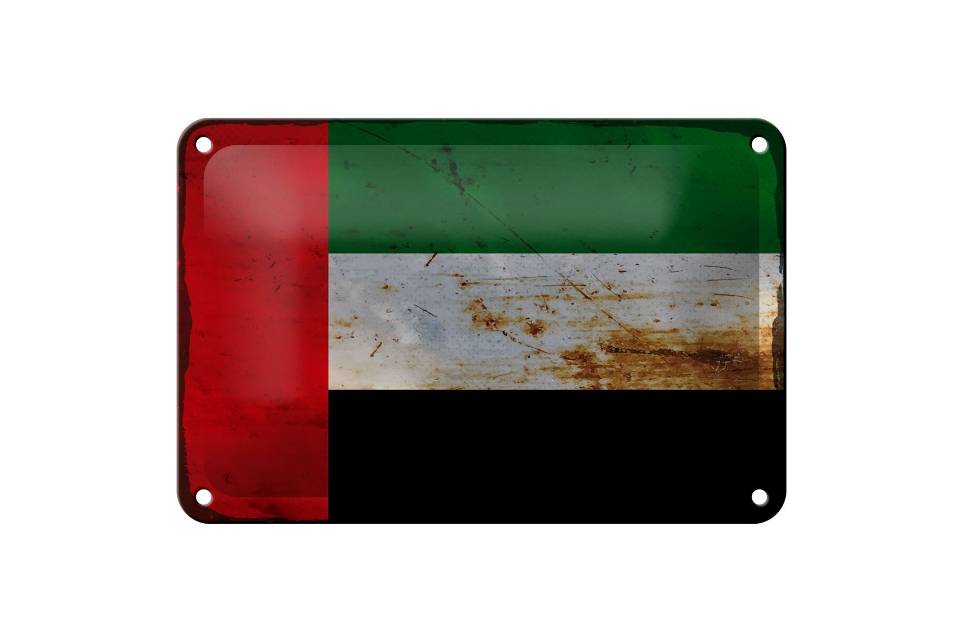 Femer GmbH Metallschild Flagge Arabische Emirate 18x12cm Flag Rost, (1 St), gewölbte Oberfläche, abgerundete Ecken, umgeschlagene Kanten