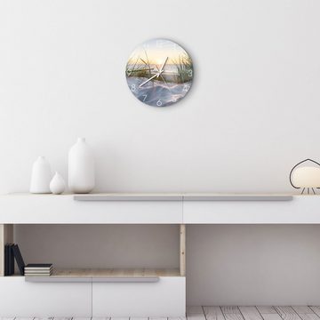DEQORI Wanduhr 'Ostsee Sonnenuntergang' (Glas Glasuhr modern Wand Uhr Design Küchenuhr)