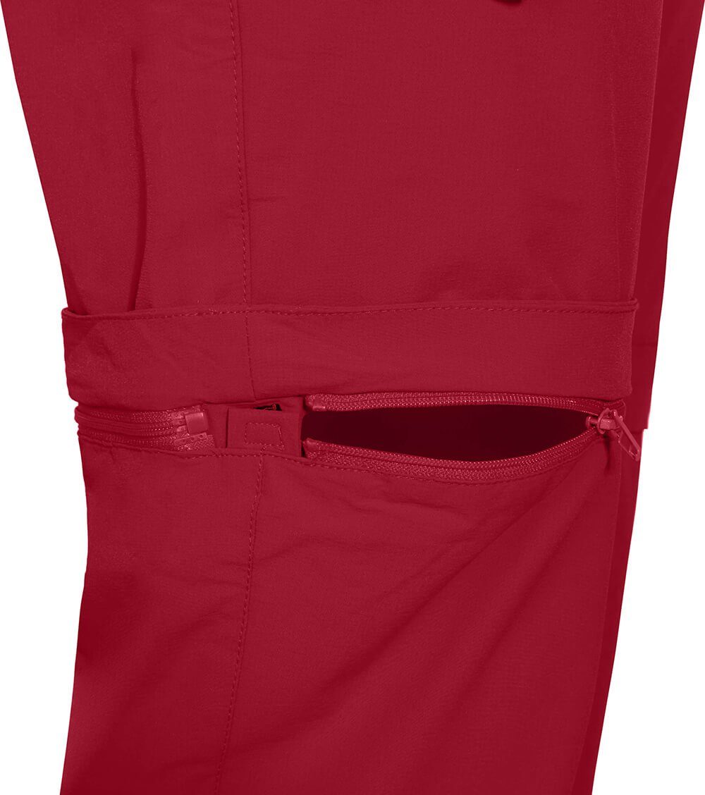 Bergson Outdoorhose VIDAA COMFORT Zipp-Off Damen Wanderhose, leicht, strapazierfähig, Normalgrößen, rot