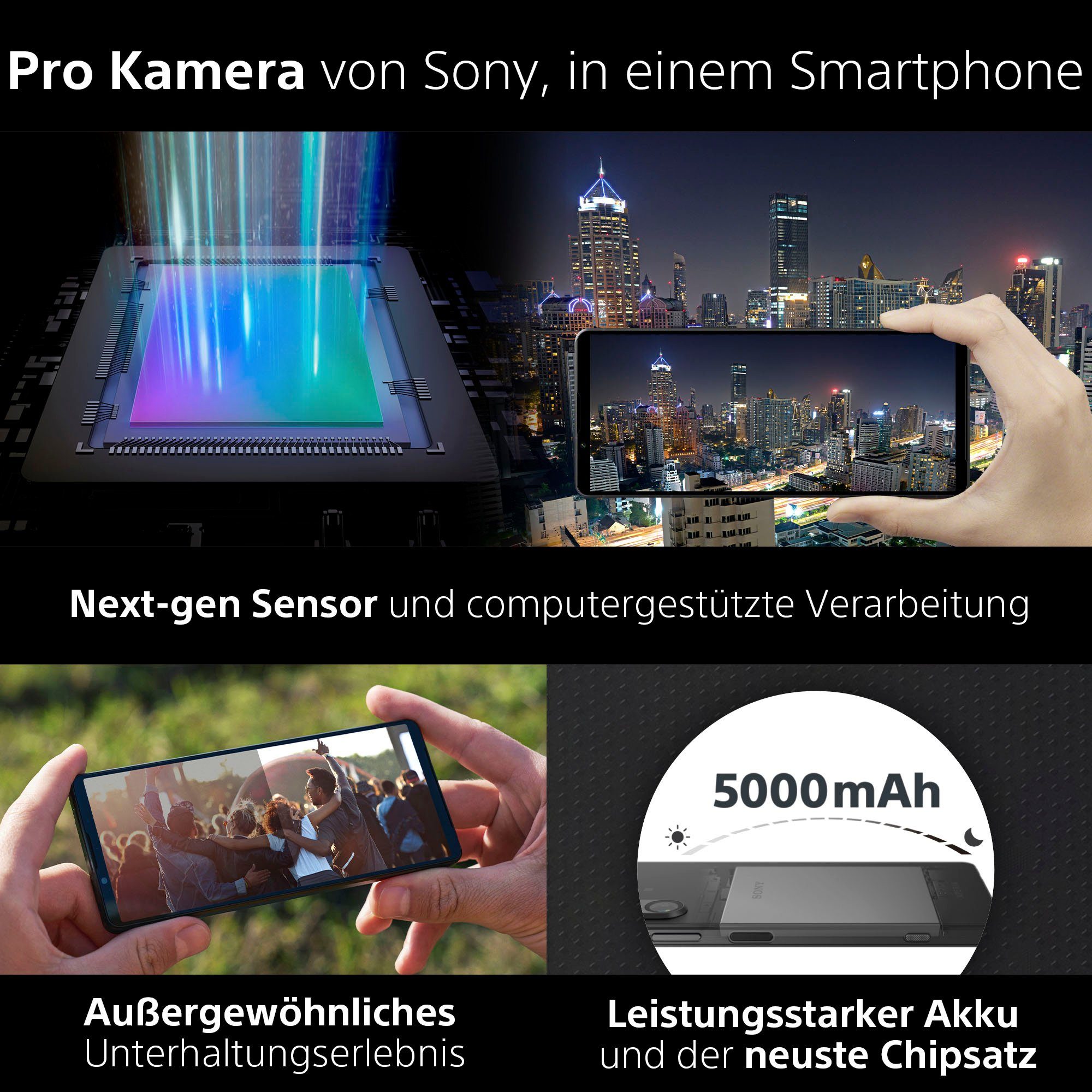 Sony XPERIA Kamera) cm/6,5 (16,5 256 1V MP Speicherplatz, schwarz 52 Zoll, GB Smartphone