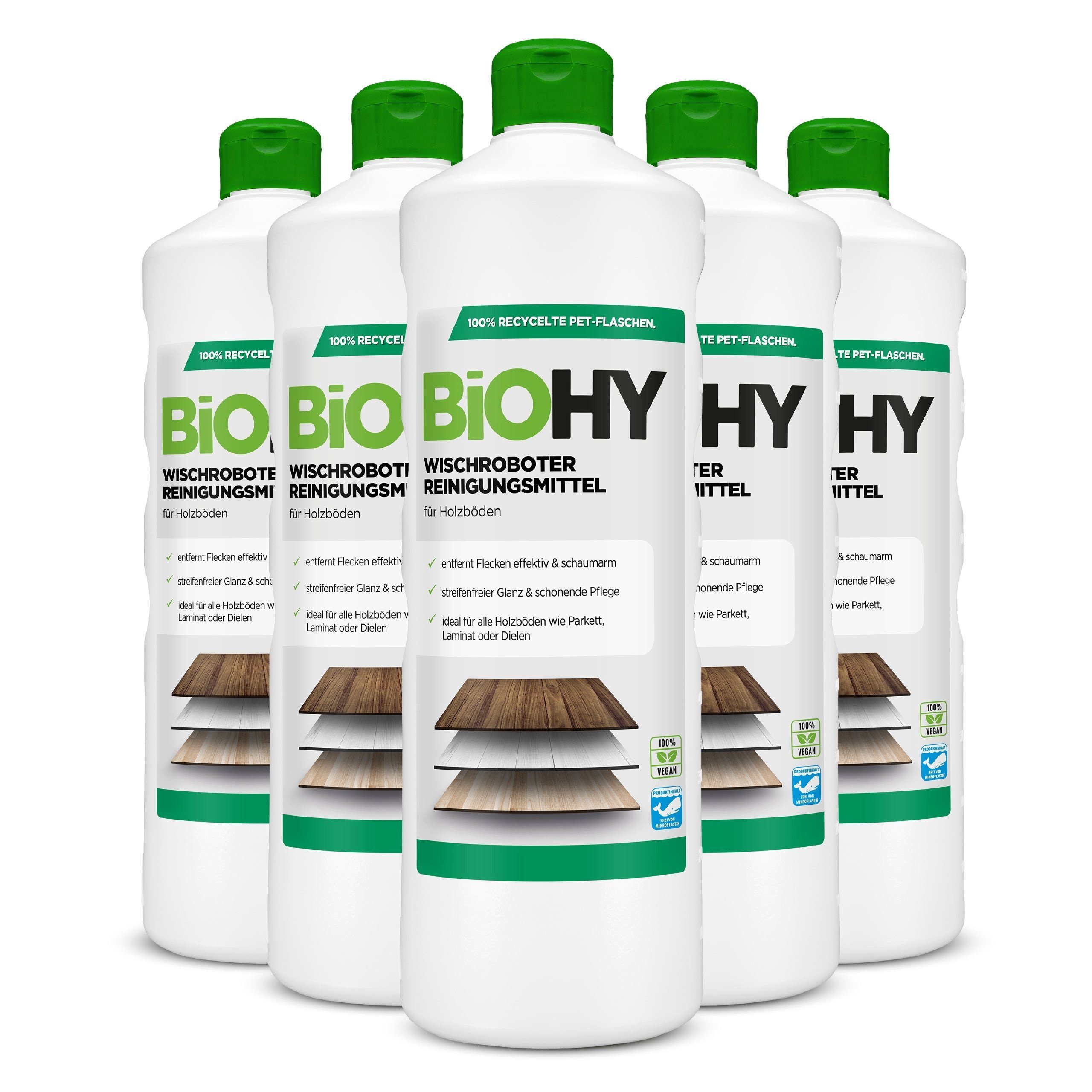 BiOHY Wischroboter Reinigungsmittel für Holzböden 6er Pack (6 x 1 Li... Vinyl- und Designbodenreiniger (Packung, [6-St)