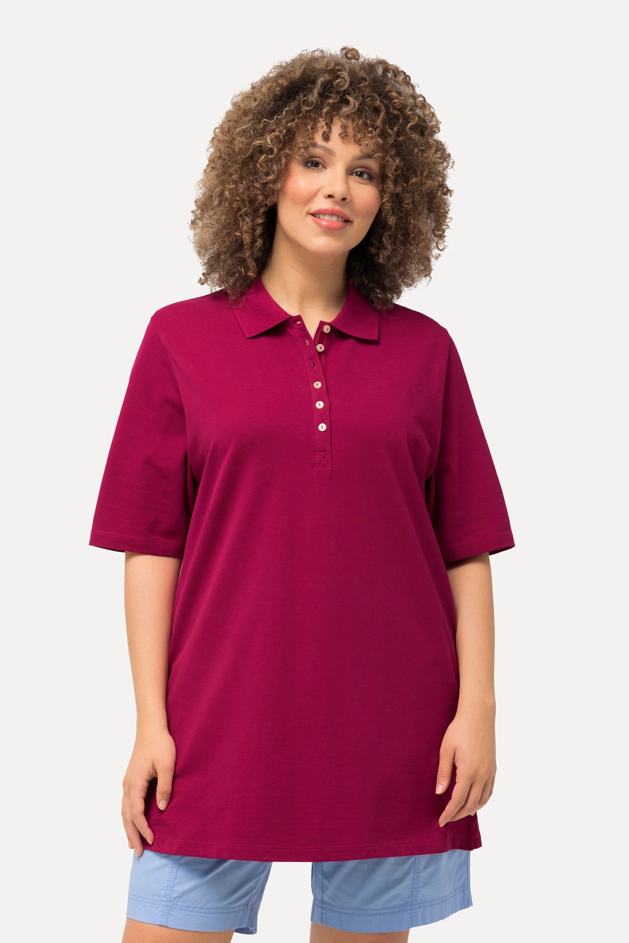 Ulla Popken T-Shirt Poloshirt Piqué Polokragen günstig online kaufen