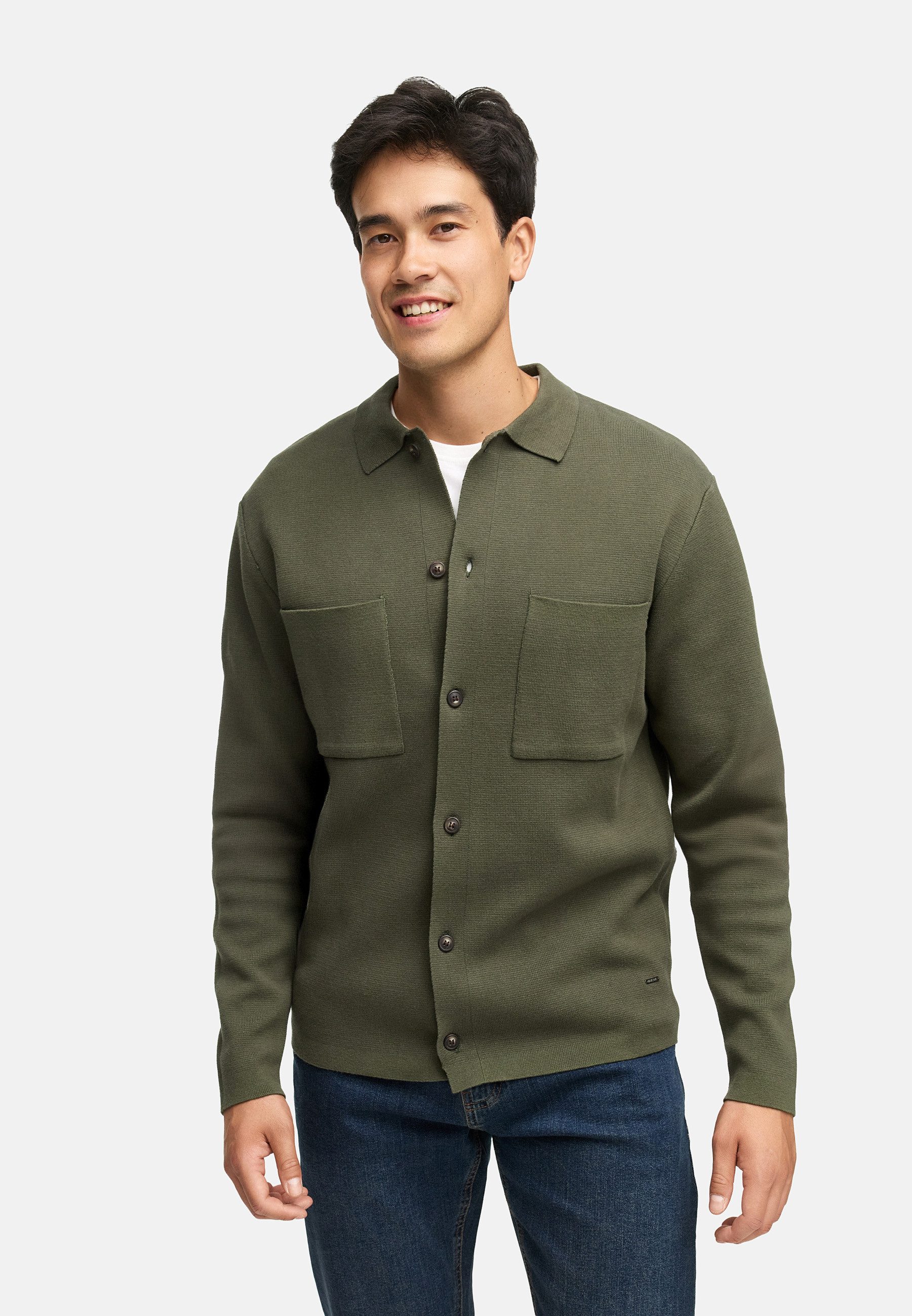 Indicode Sommerjacke Herren INBellino Cardigan Herrenstrickjacke Moderne Strickjacke mit Kentkragen und Brusttaschen
