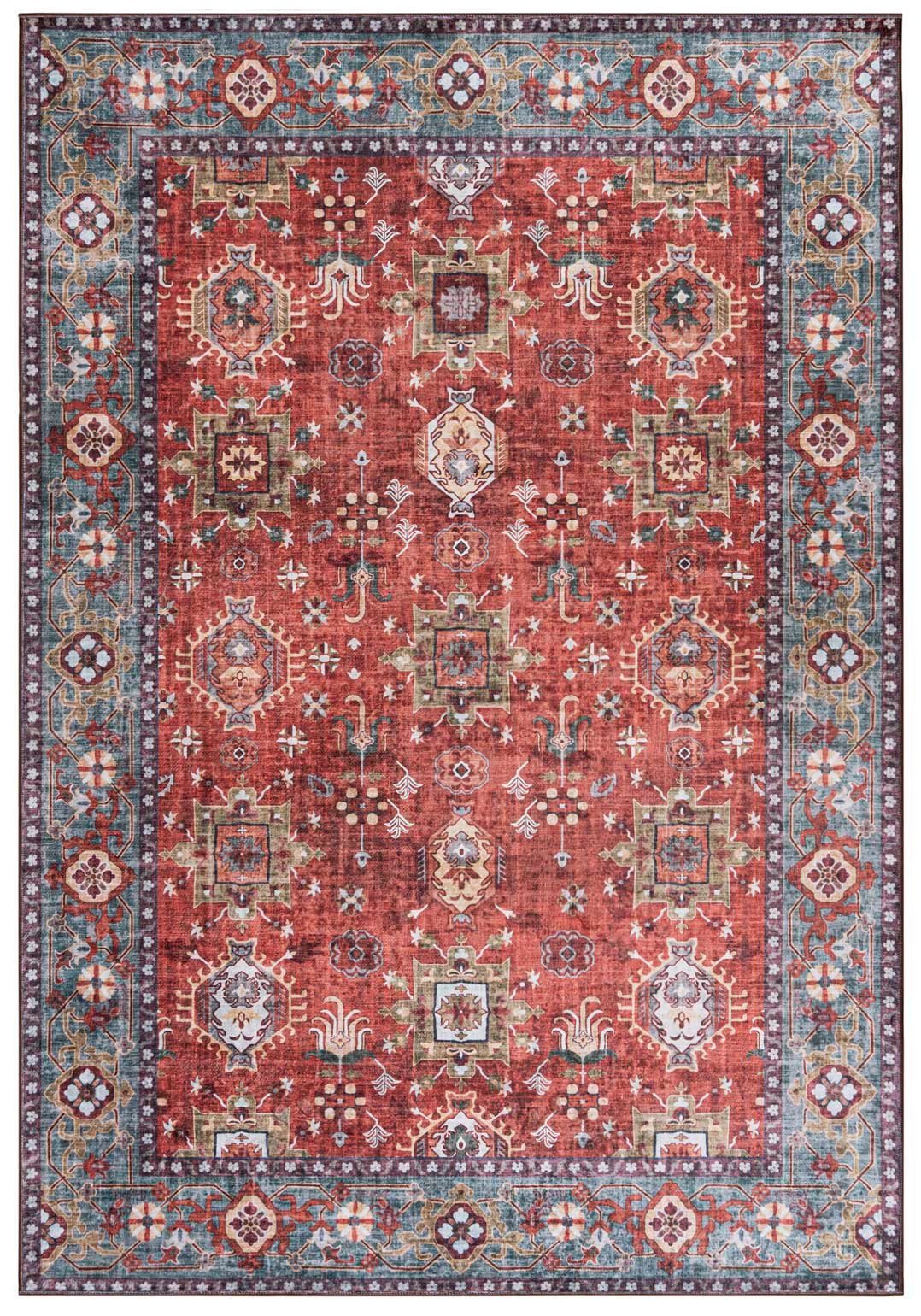 Mazovia Orientteppich Teppich Oriental Orientteppich Wohnzimmer Orient Muster Rot, 80 x 150 cm, Fußbodenheizung, Всеrgiker geeignet, Rutschfest