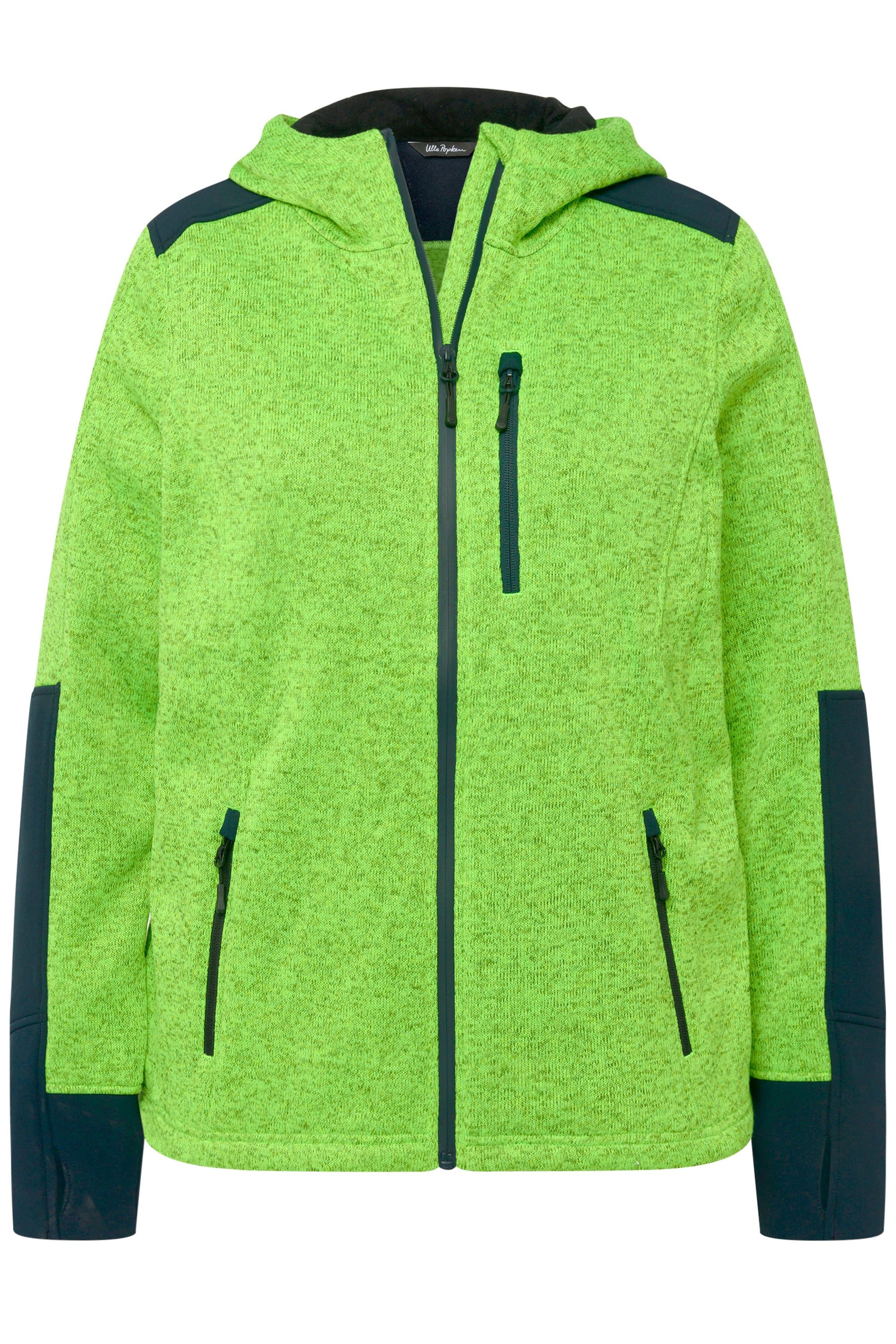 Ulla Popken Sweatjacke Fleecejacke Reflektordruck Kapuze günstig online kaufen