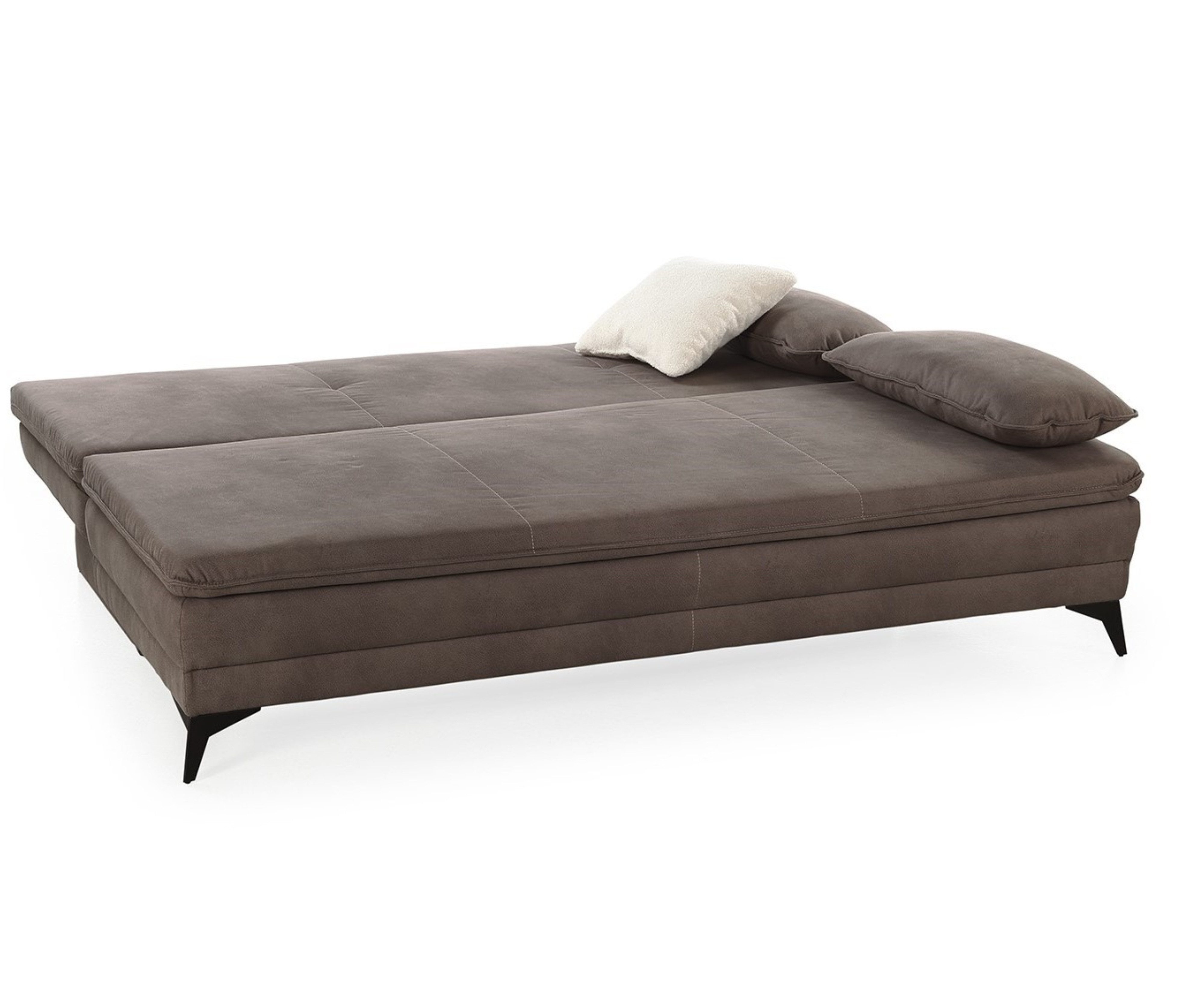 luma-home Schlafsofa 15158, Dauerschläfer mit Bettkasten B202/T105/H90 cm, Liegefläche 158x199 cm, Wellenunterfederung, integrierter Topper, Mikrofaser Braun