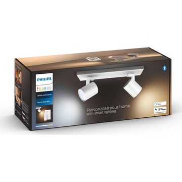 Philips Hue LED Deckenstrahler Bluetooth White Ambiance Spot Runner in Weiß 2x 5W 700lm GU10 mit, keine Angabe, Leuchtmittel enthalten: Ja, LED, warmweiss, Deckenstrahler, Deckenspot, Aufbaustrahler