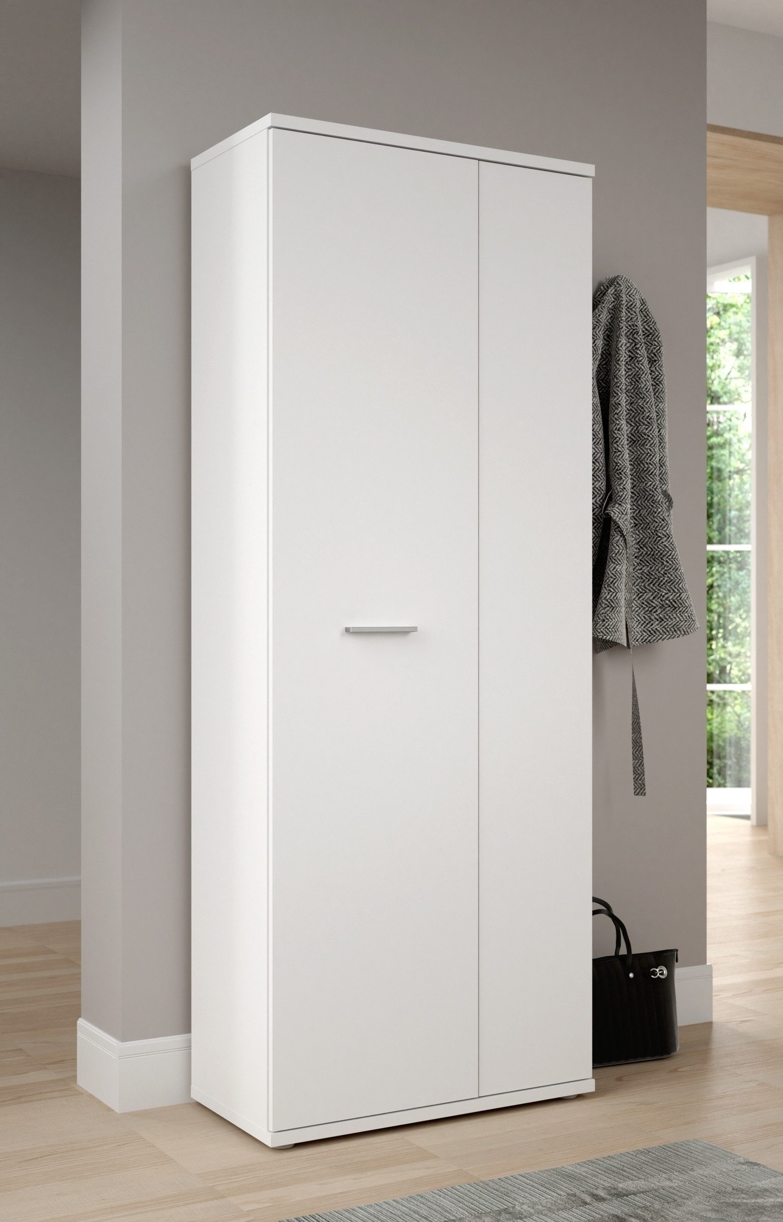 FORTE Schuhschrank mit 5 Böden / 6 Fächern, in weiß - 68,9x179,1x34,8cm (BxHxT)