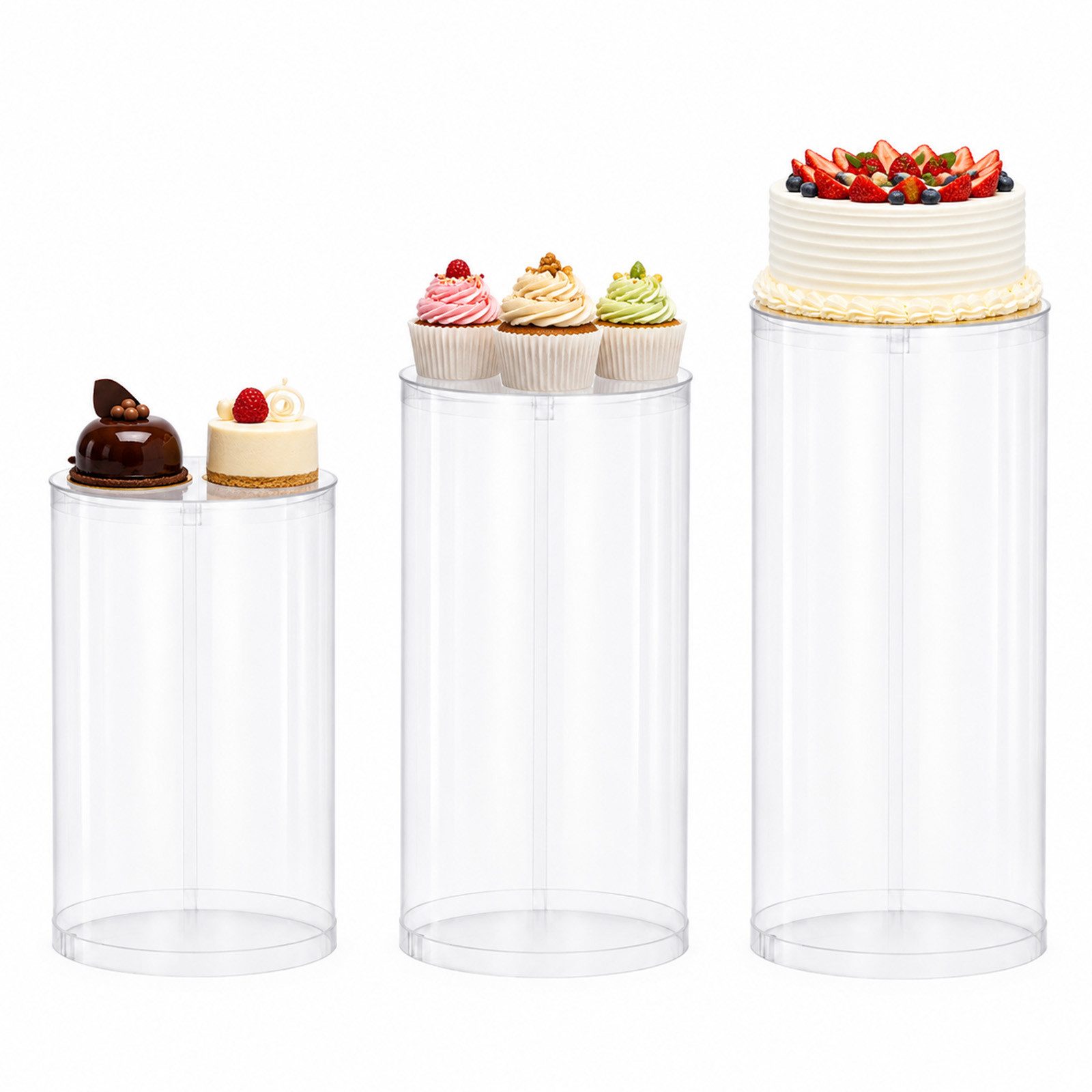 Youyijia Dekosäule Transparente Acryl Dekosäulen 3er Set, 60/75/90cm Blumenständer