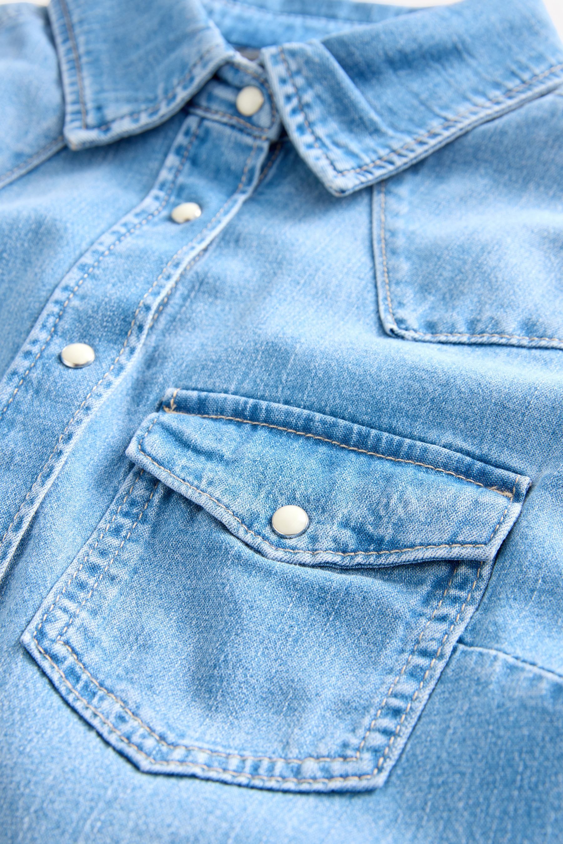 Next Jeanshemd Enge Jeansbluse im Westernstil 100 % Baumwolle (1-tlg)