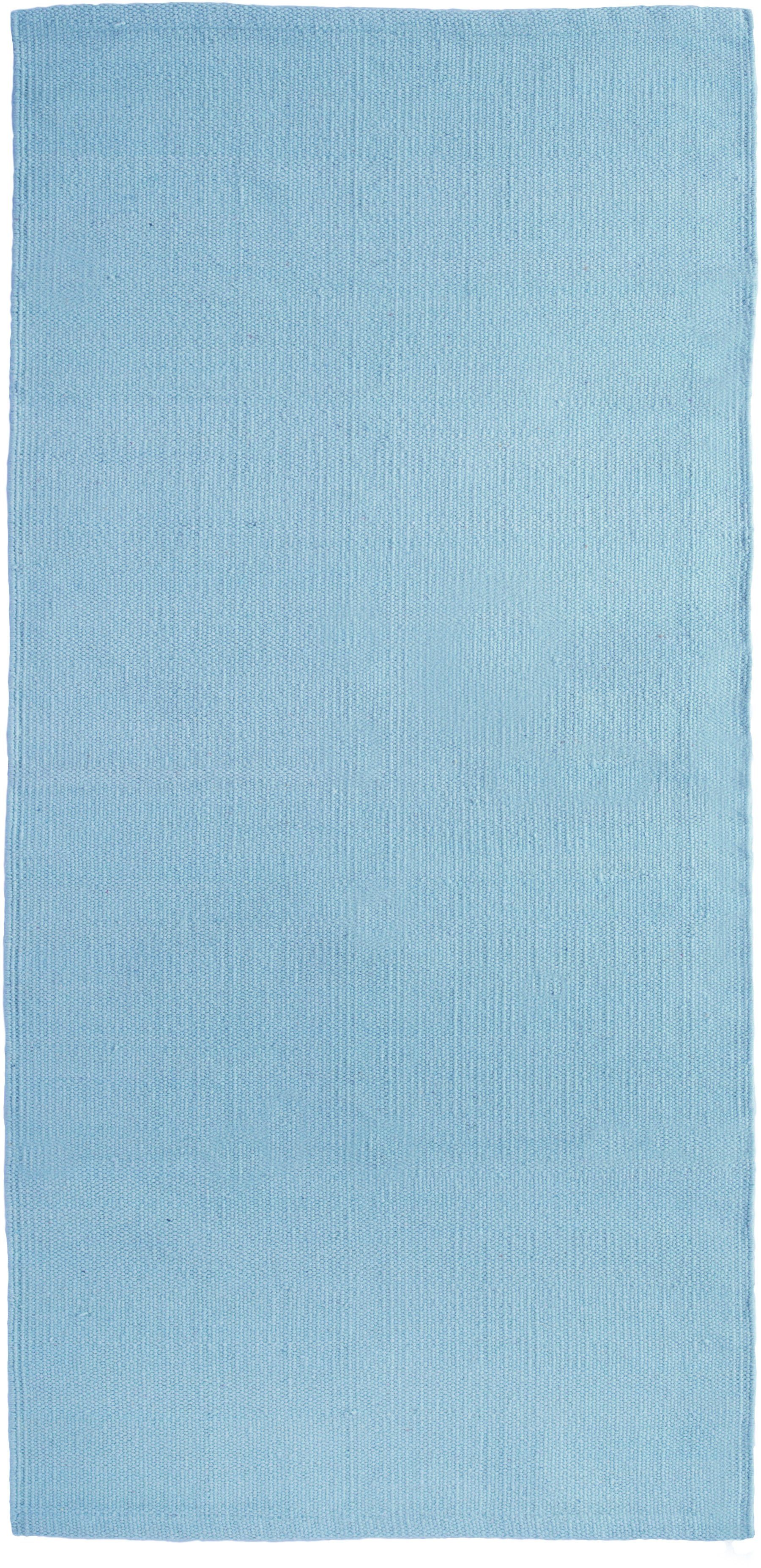Teppich Milo, Andiamo, rechteckig, Höhe: 5 mm, Handweb Teppich, Flachgewebe, reine Baumwolle, handgewebt, waschbar hellblau