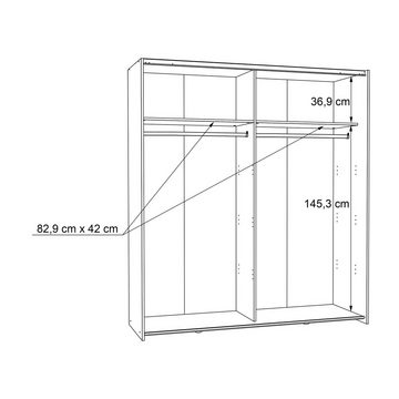 FORTE Schwebetürenschrank Dederik Griffleisten aus Metall