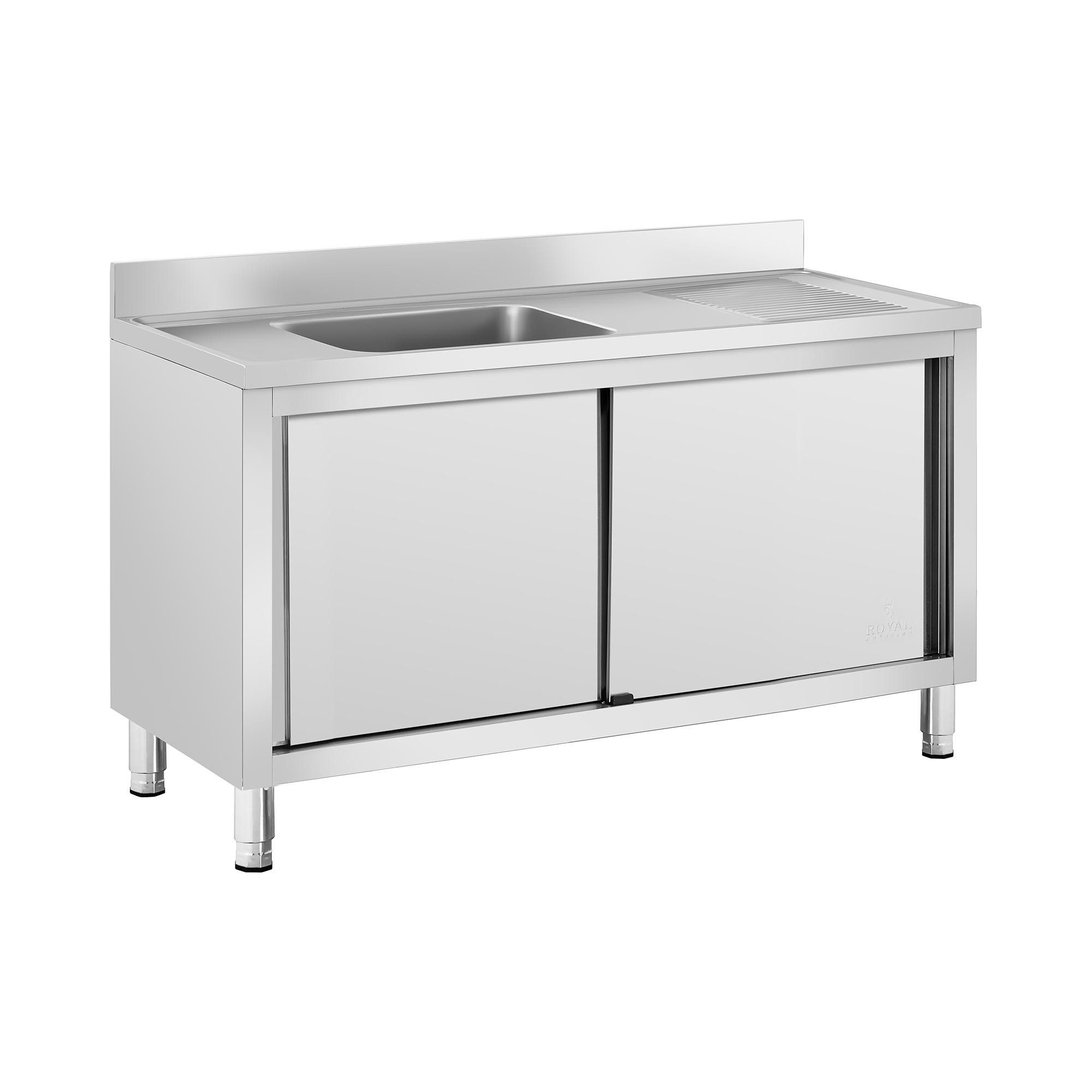 Royal Catering Spülenschrank 140 x 60 cm Spülenunterschrank Becken links 50 x 40 x 24 cm Aufkantung