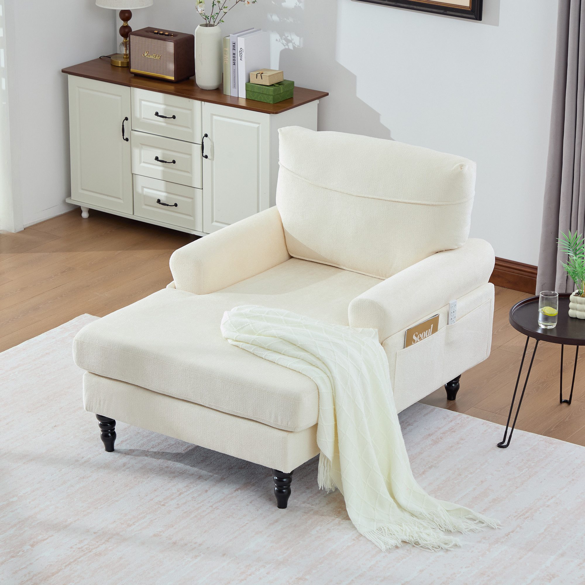 HAUSS SPOLE Relaxsessel Chenille-Liegestuhl Einzelsofa Wohnzimmersofa mit bequemer Rückenlehne