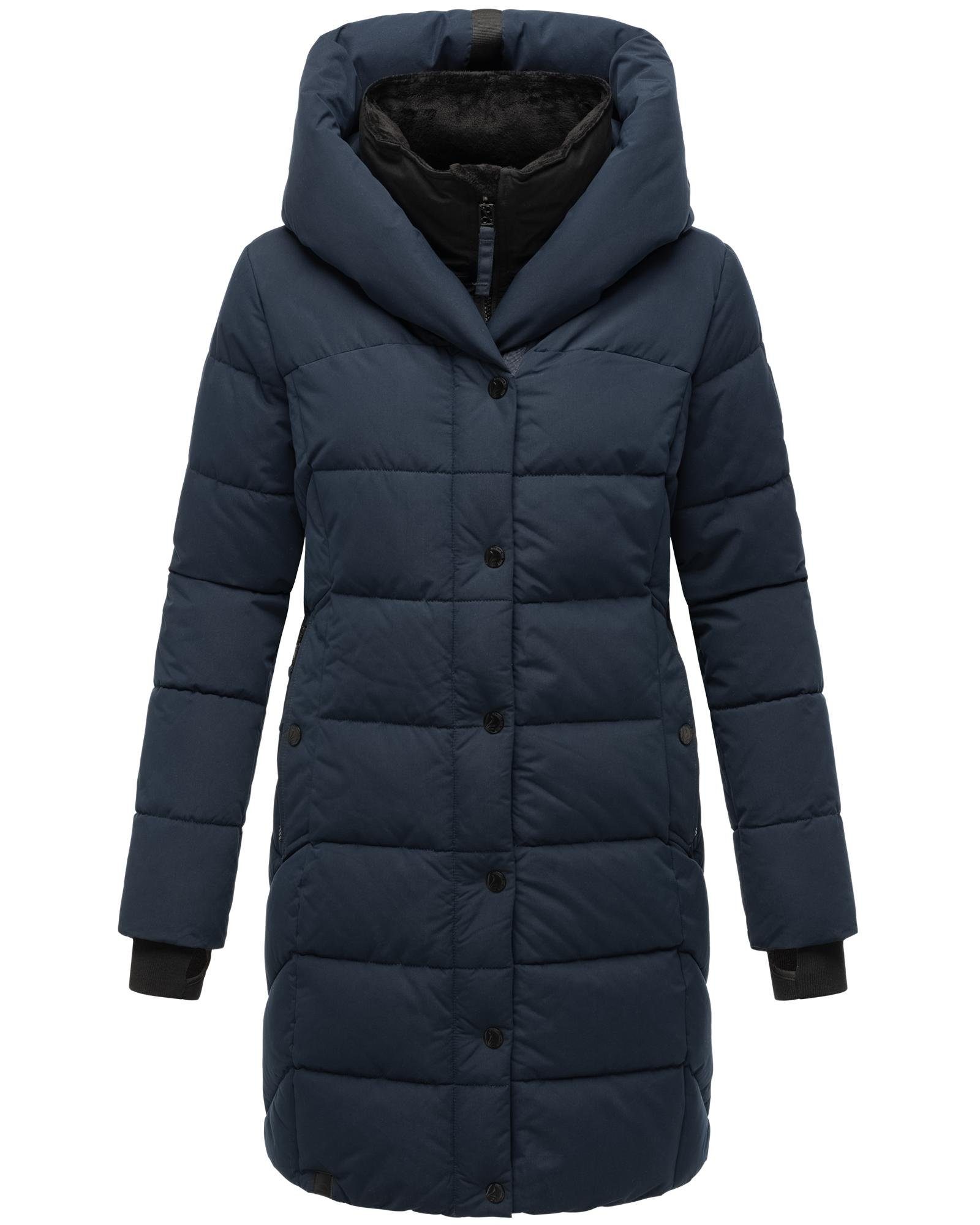 navy Damenmantel Knutschilein Fleece-Kragen mit Stylischer abnehmbarem Steppmantel Navahoo