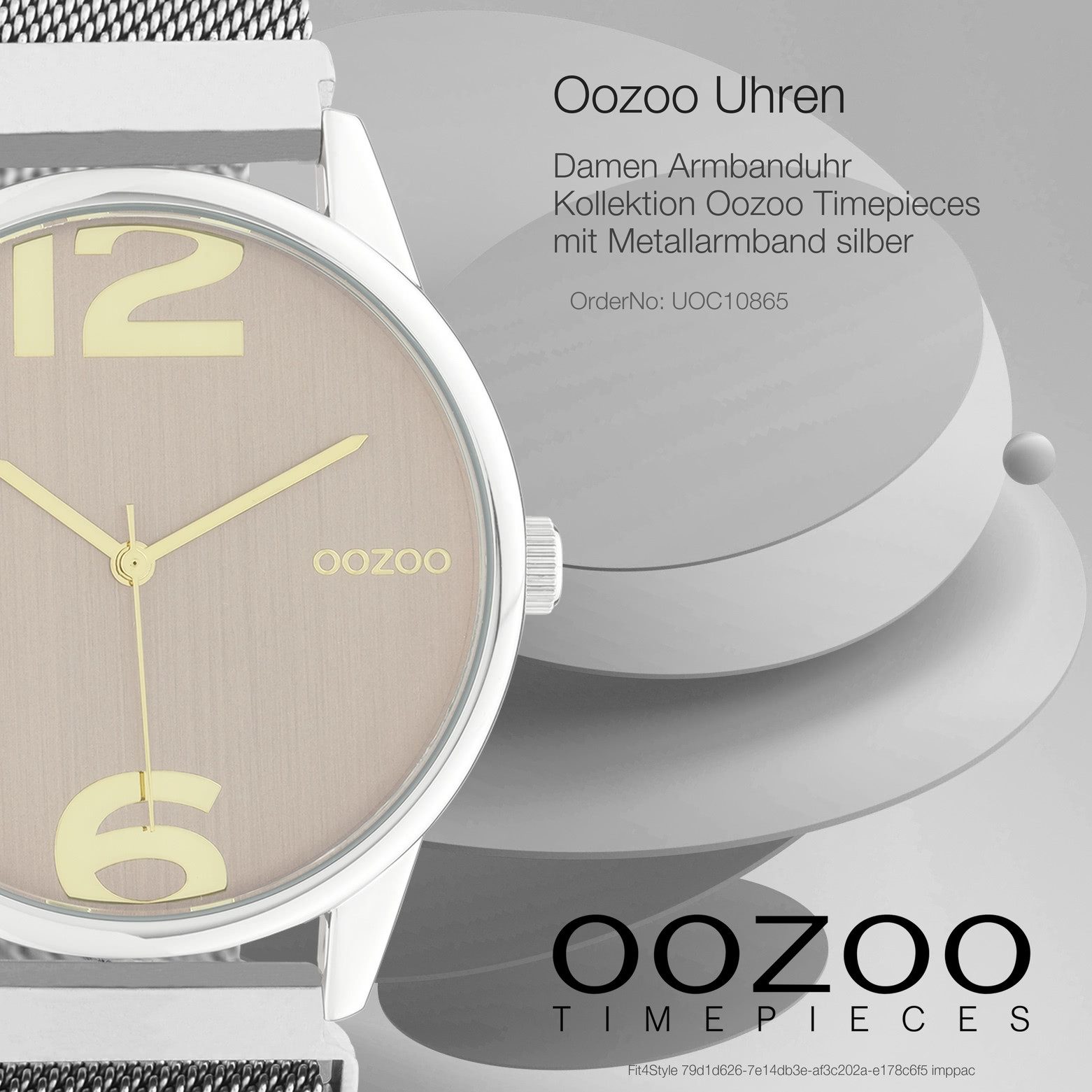 OOZOO Quarzuhr Oozoo Damen Armbanduhr Timepieces Analog, (Analoguhr), Damenuhr rund, groß (ca. 40mm) Metallarmband silber