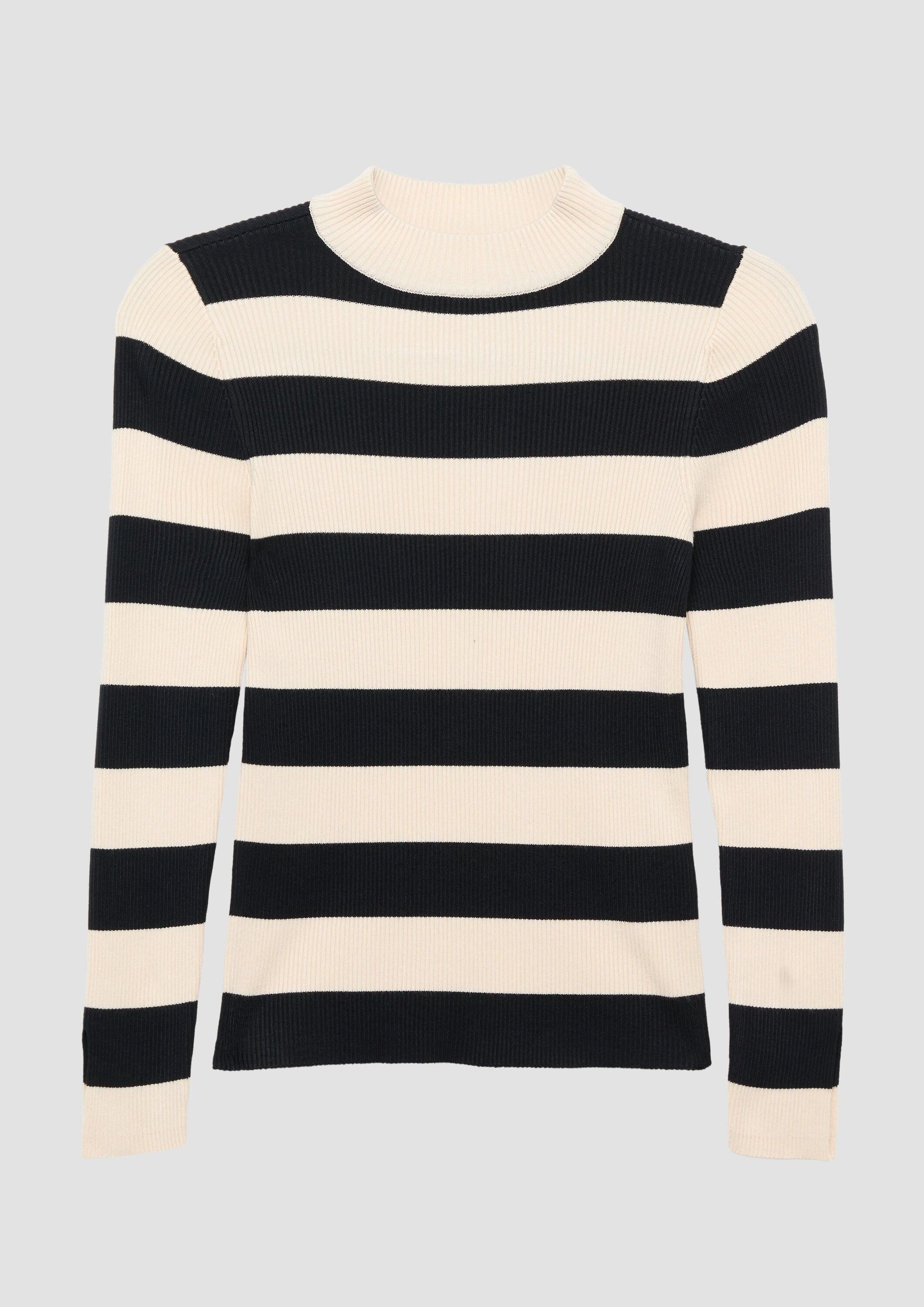 s.Oliver Longpullover Strickpullover Rippstrickpullover mit Schlitz am Ärmel