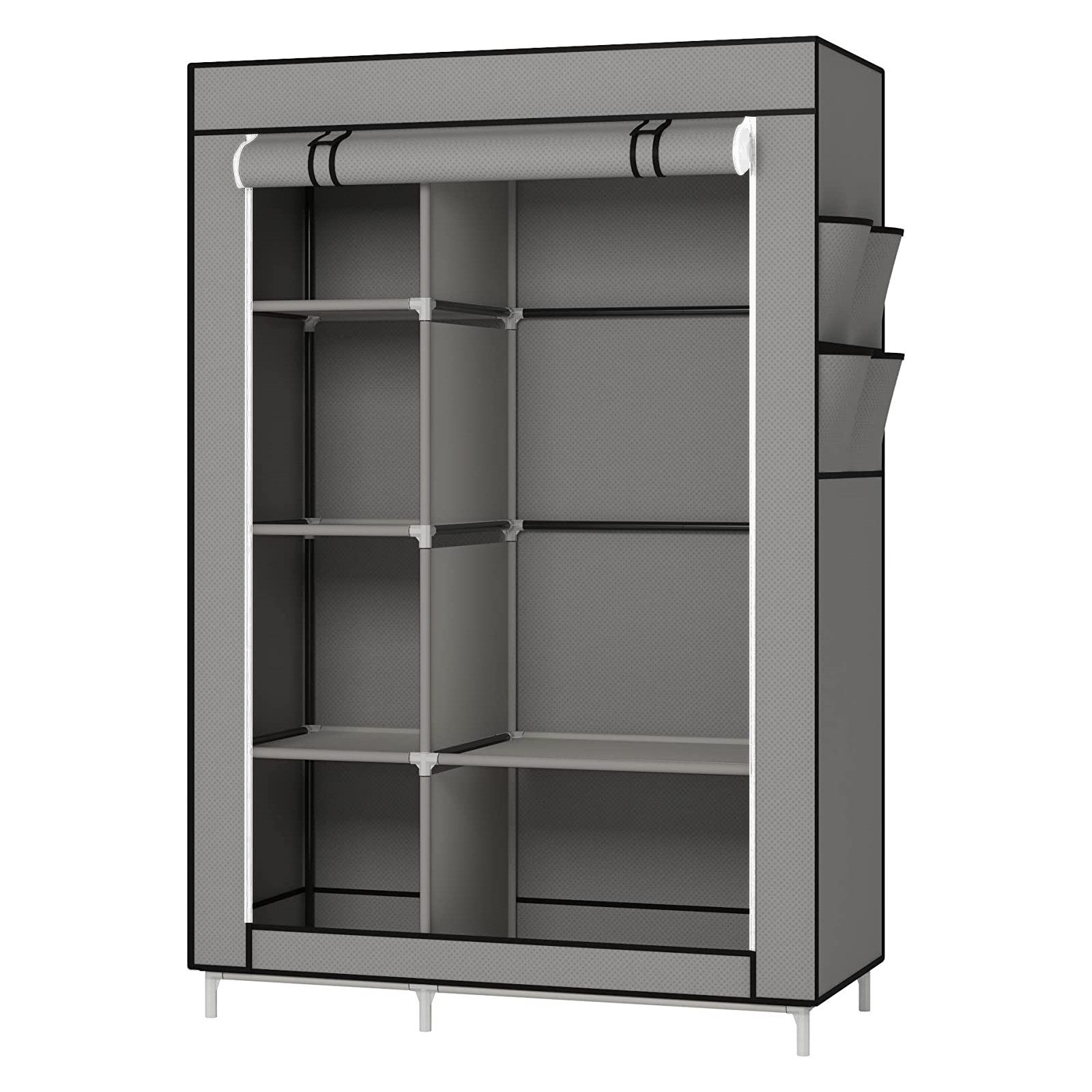 JEOBEST Stoffschrank Kleiderschrank mit Überzug aus Vliesstoff, Kleiderstange (Stück, 1-St) 6 Ablagen 105 x 45 x 170 cm