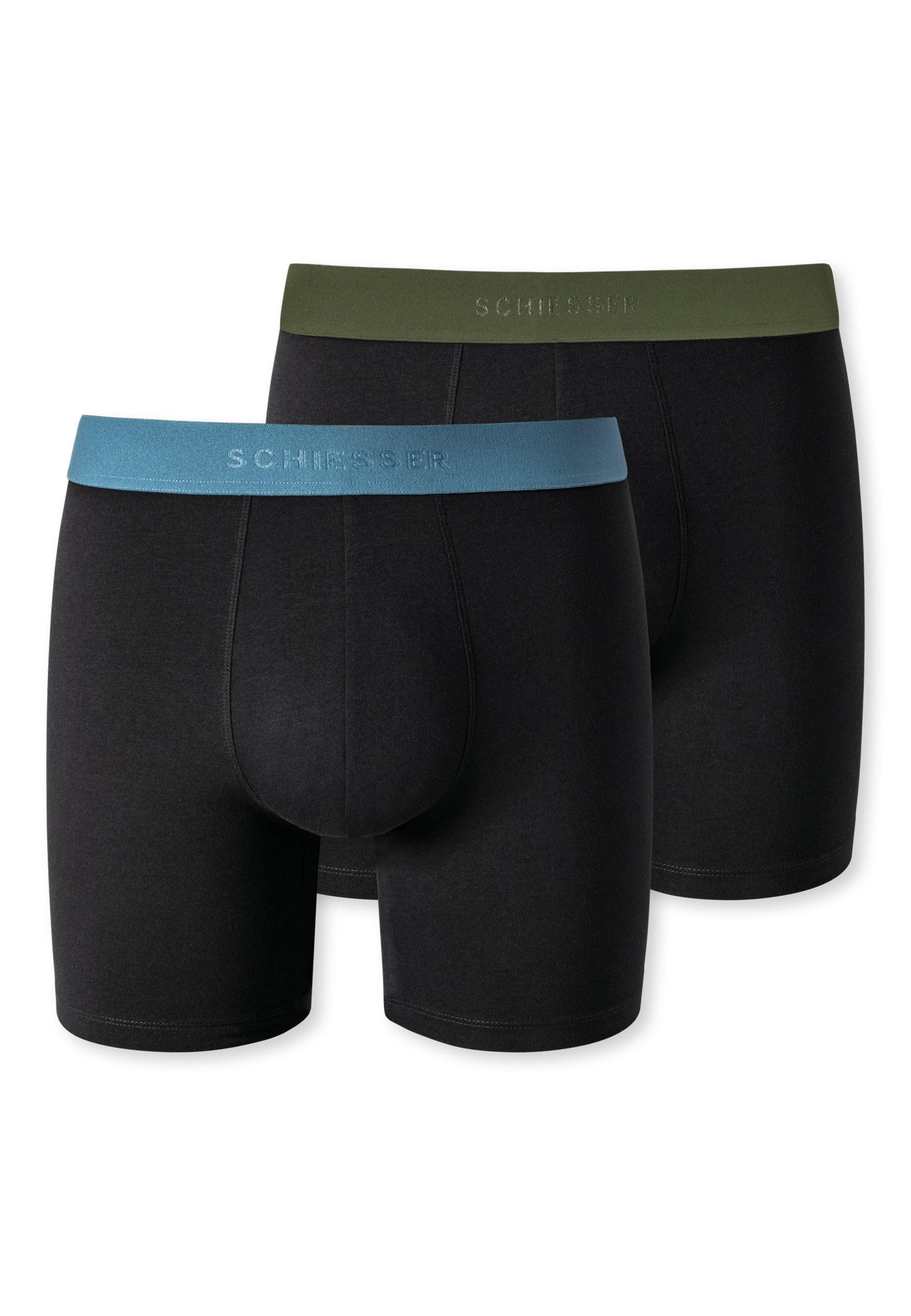Schiesser 2-St) Long Baumwolle - 2er Cotton Pack - Short Retro Ohne 95/5 / Organic Pant Boxer Eingriff (Spar-Set, -