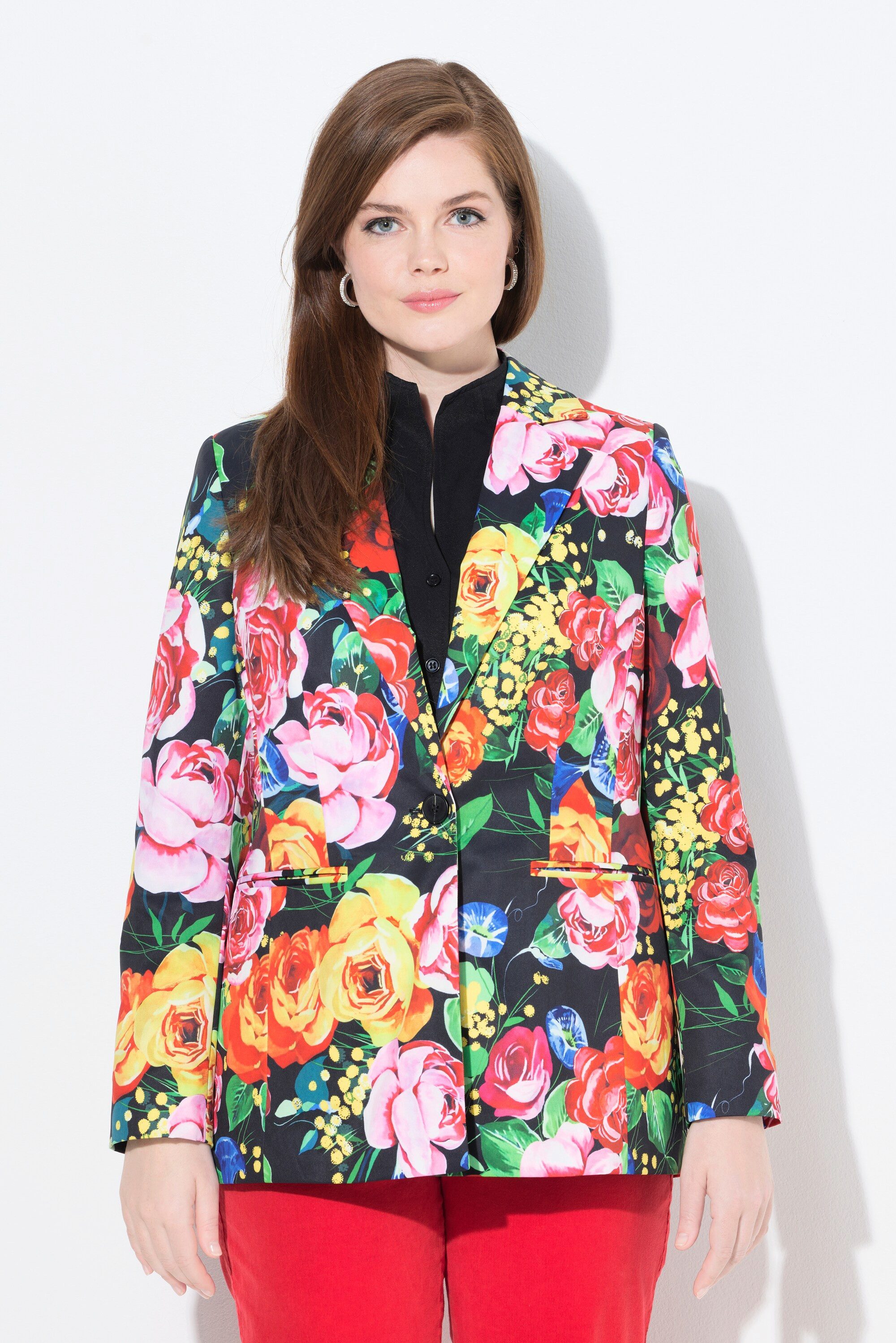 Ulla Popken Пиджаки-Блузки Блейзеры Blütenmuster Reverskragen farbiges Futter