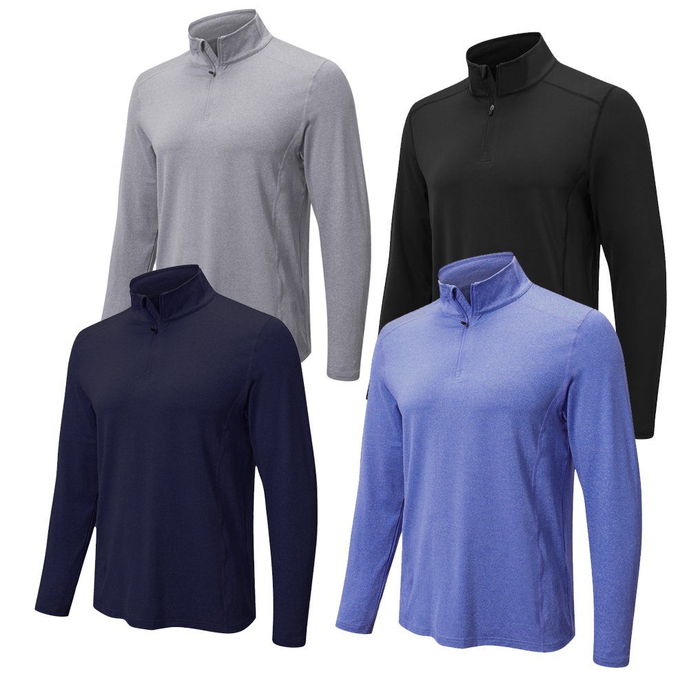 MEETYOO T-Shirt Herren Funktionsshirt Langarm T-Shirt Top UV Schutz Atmungsaktiv Funktions Shirt Schwarz