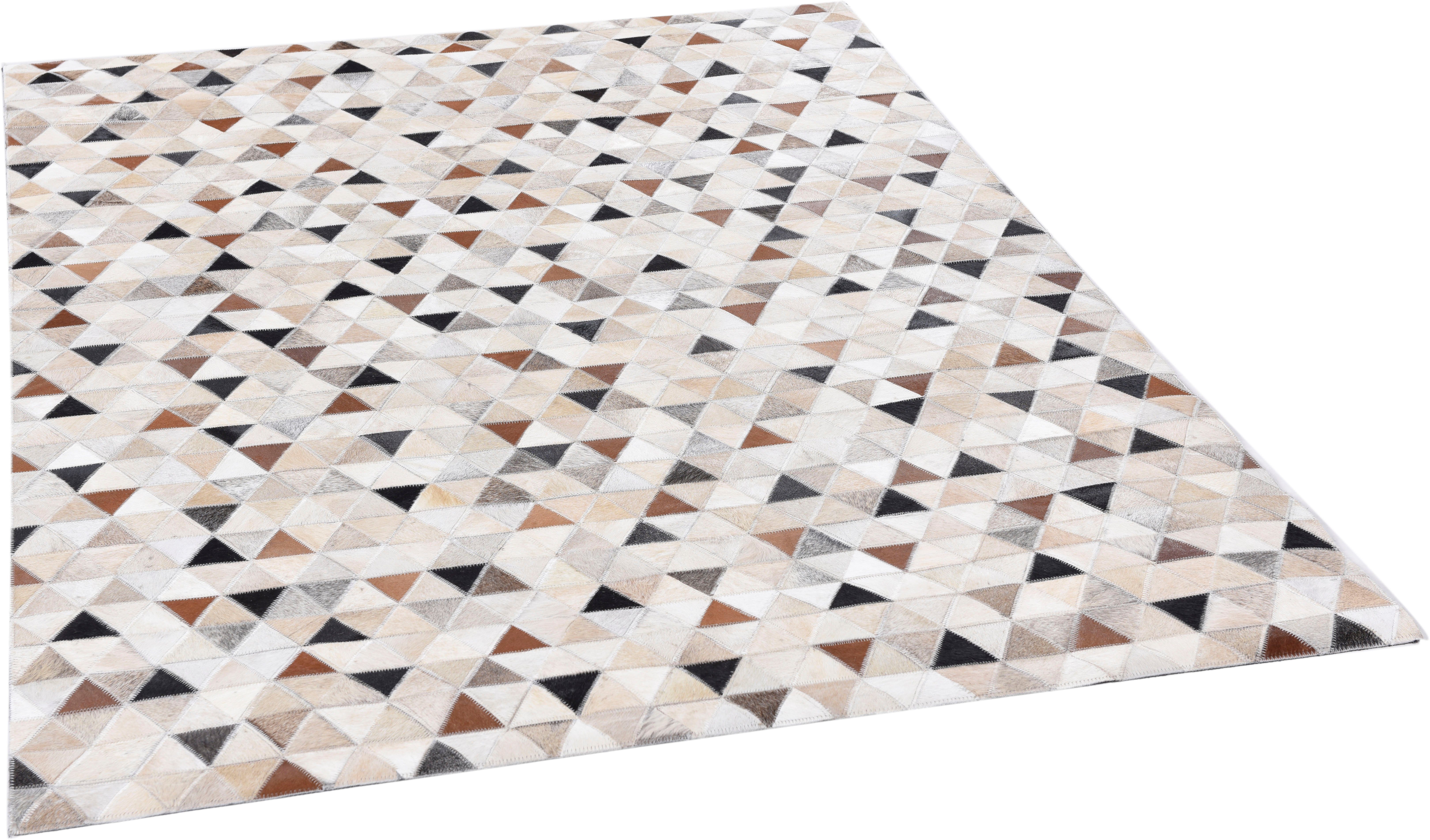 THEKO Fellteppich Kobe, rechteckig, Höhe: 3 mm, Patchwork, handgenäht, echtes Rinderfell in Naturtönen