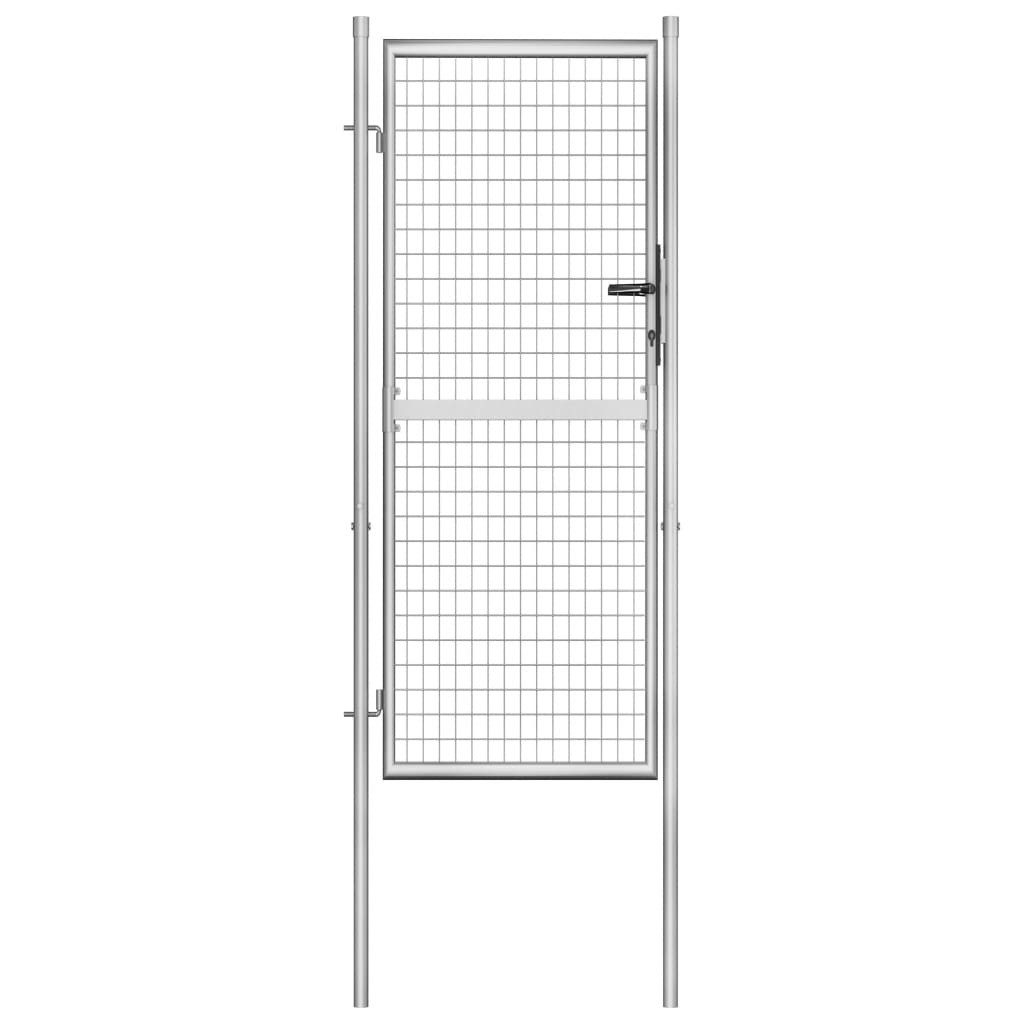 Gartentor 100 x 200 cm Gartentor Verzinkter Stahl 105x250 cm Silbern Schlüssel Z