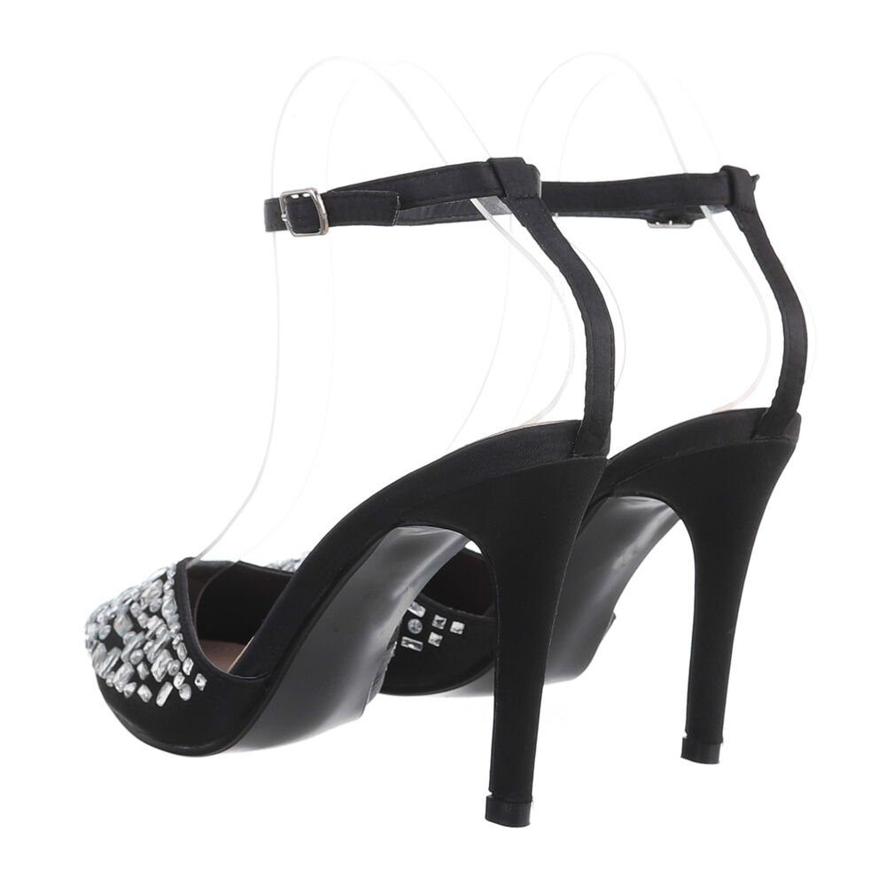Ital-Design Damen Abendschuhe Party & Clubwear Schnürpumps Pfennig-/Stilettoabsatz High Heel Pumps in Schwarz