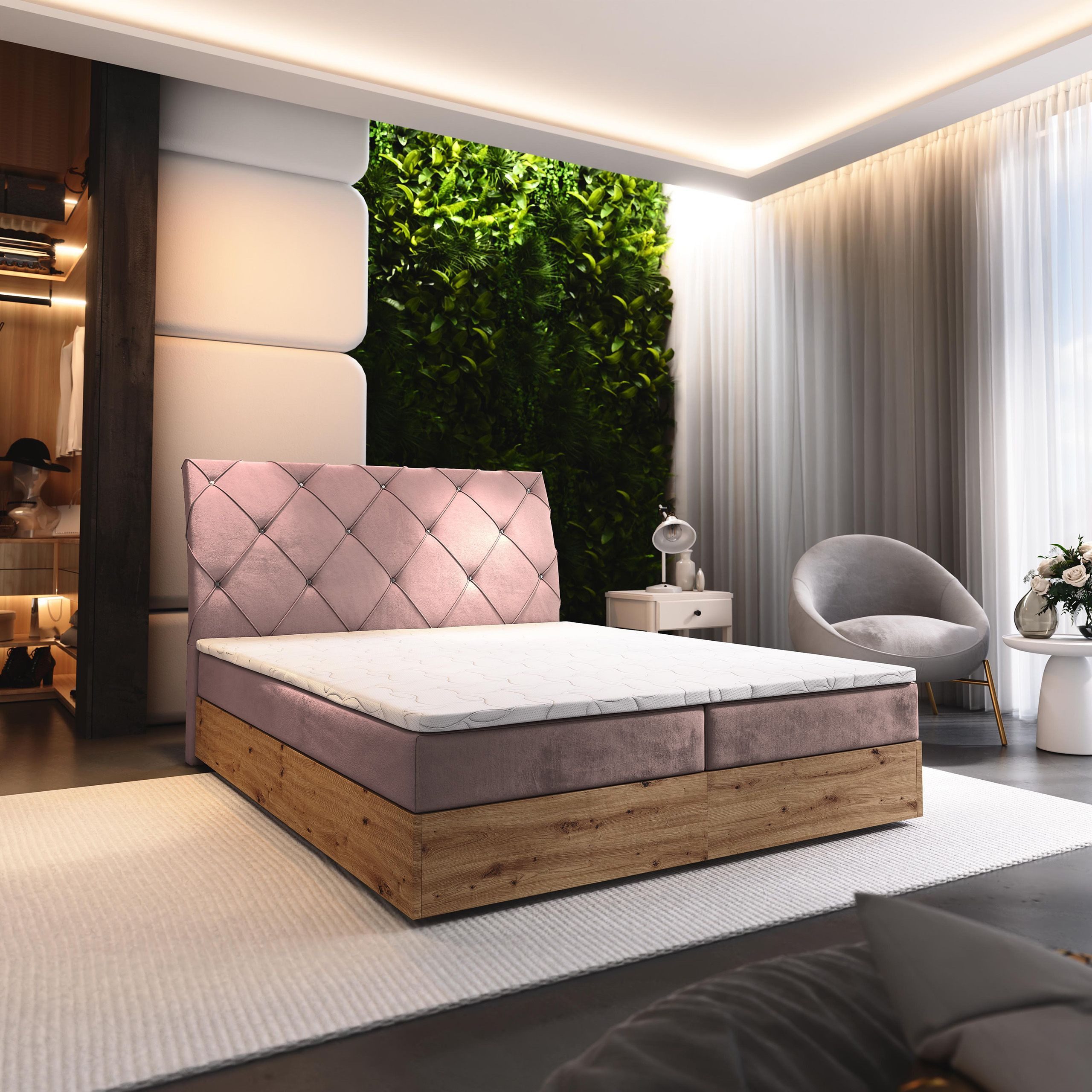 Masseno Boxbett VELLANO 140x200 cm mit Bonell Matratze und Topper