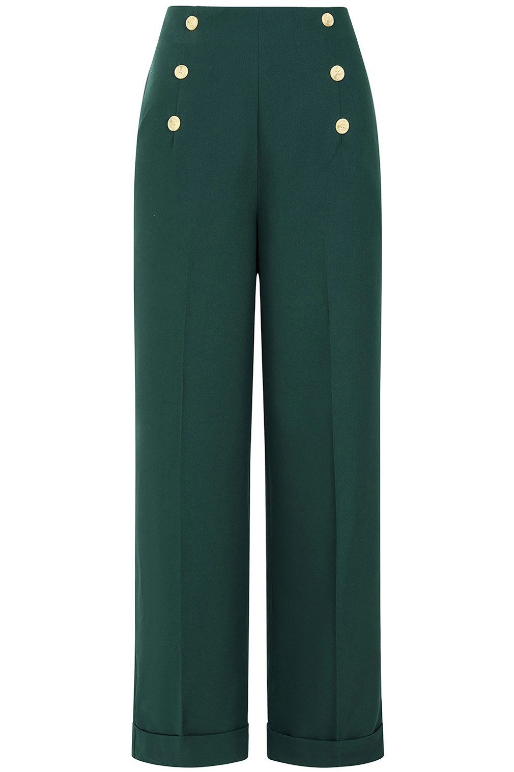 Banned Marlene-Hose Retro Adventures Ahead Smaragdgrün Vintage Trousers 40er Jahre Stil