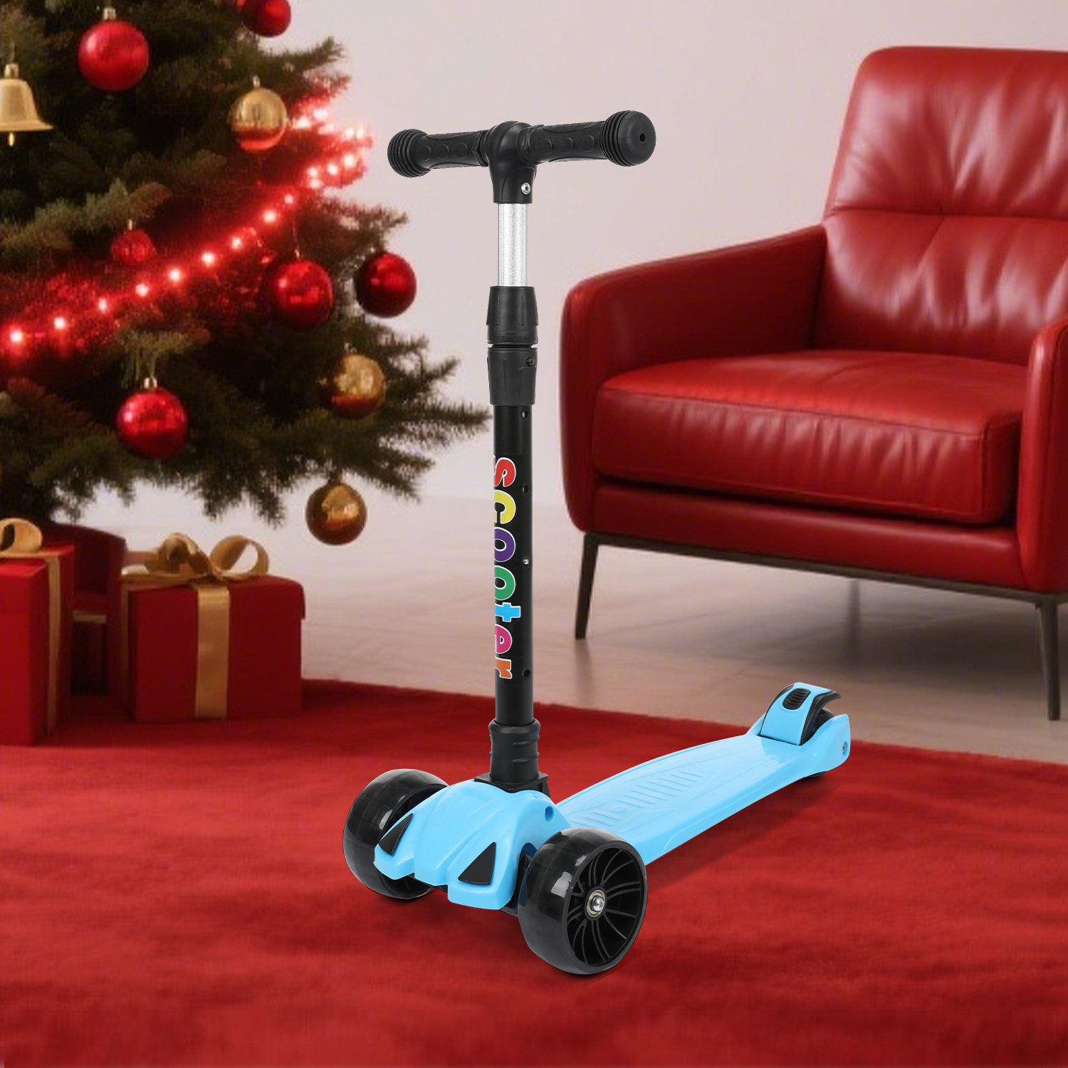 oyajia Cityroller Roller Kinder Scooter Dreiradscooter mit PU LED Räder Faltbar, (Kinderscooter mit PU LED Räder, 100kg belastbar), Kinderoller Dreiradscooter mit PU LED Räder Cityroller Tret-Roller