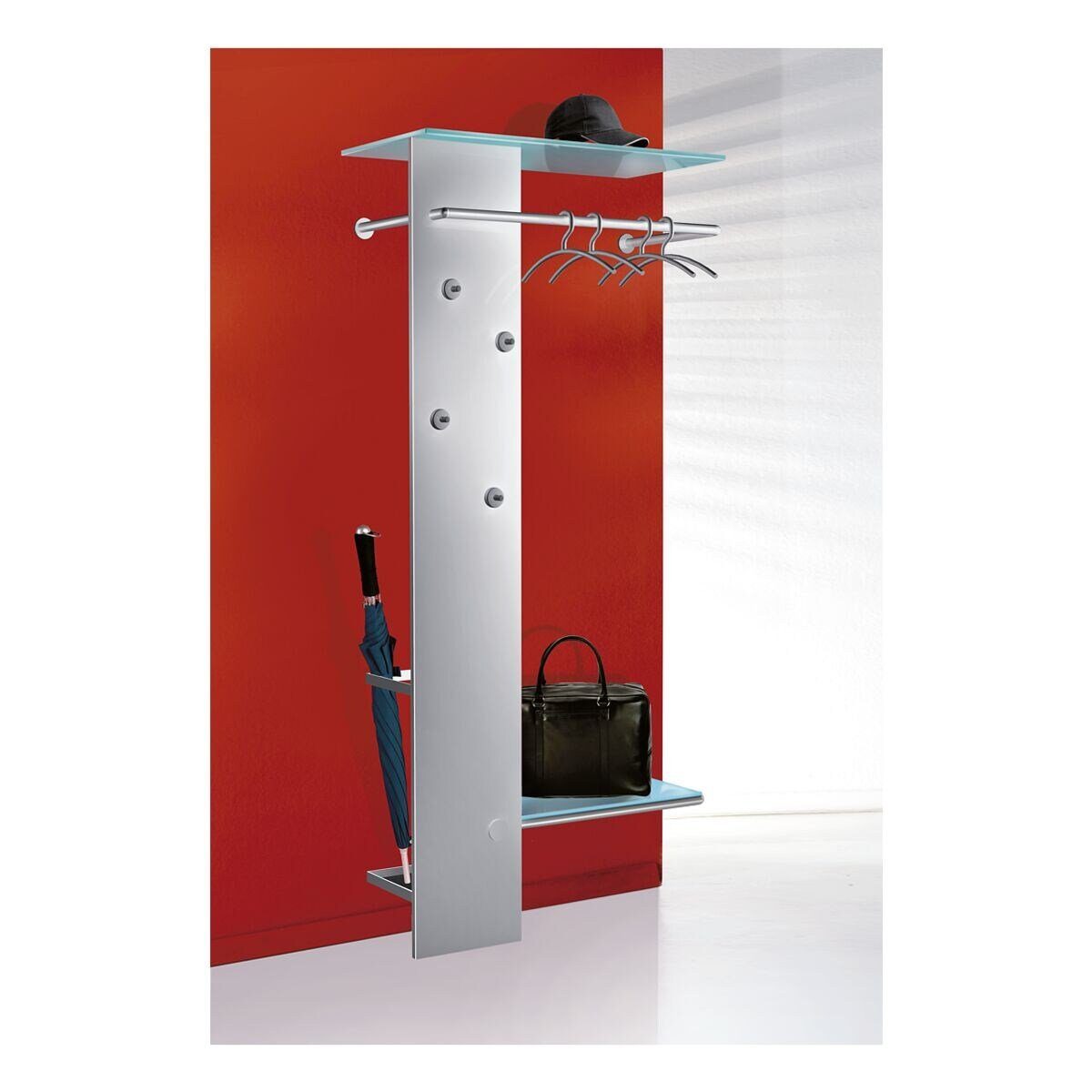 KERKMANN Garderobe Kent, Taschen- und Hutablage aus satiniertem Glas