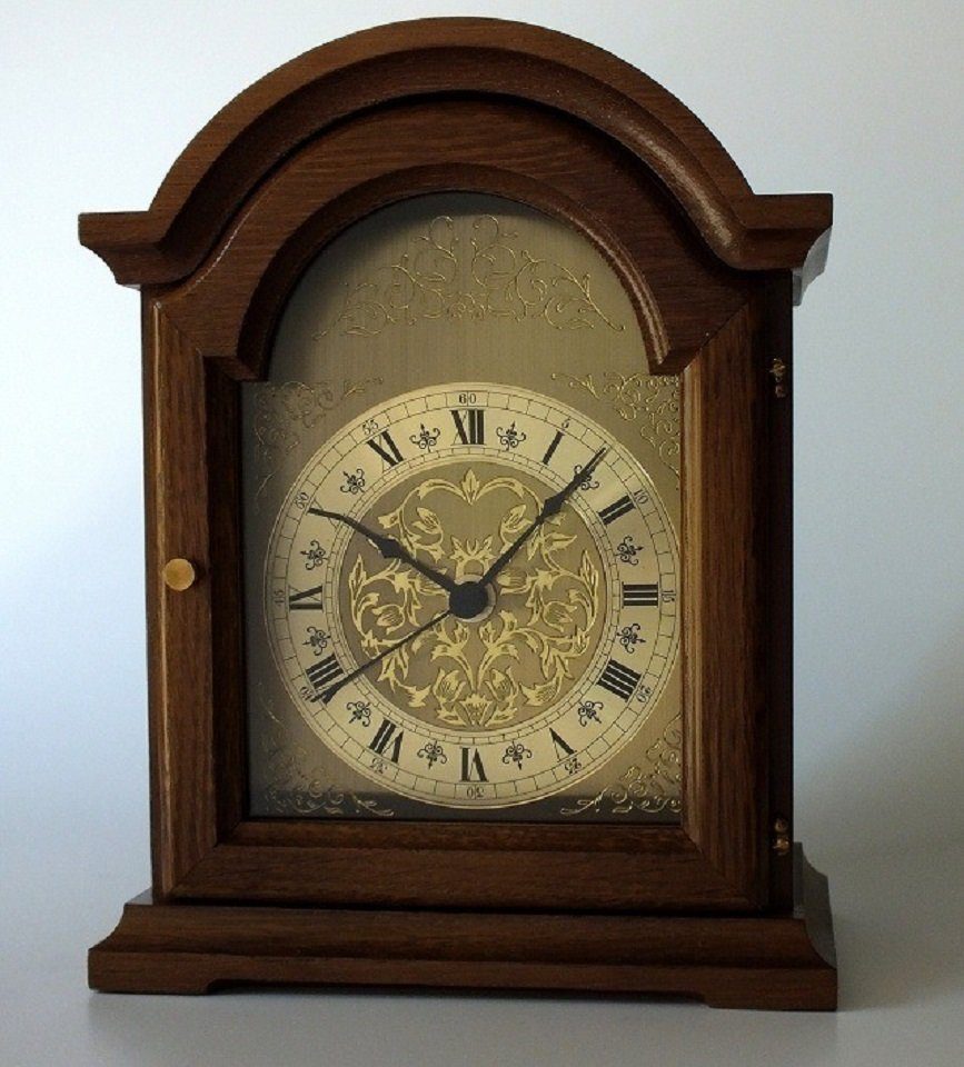 Tischuhr Analoge Tischuhr Standuhr "Anjou" Antik, Uhr, Eiche massiv, 24x19 cm