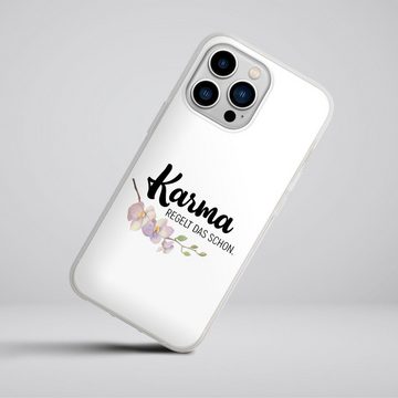 DeinDesign Handyhülle Karma regelt das schon, Apple iPhone 13 Pro Silikon Hülle Bumper Case Handy Schutzhülle