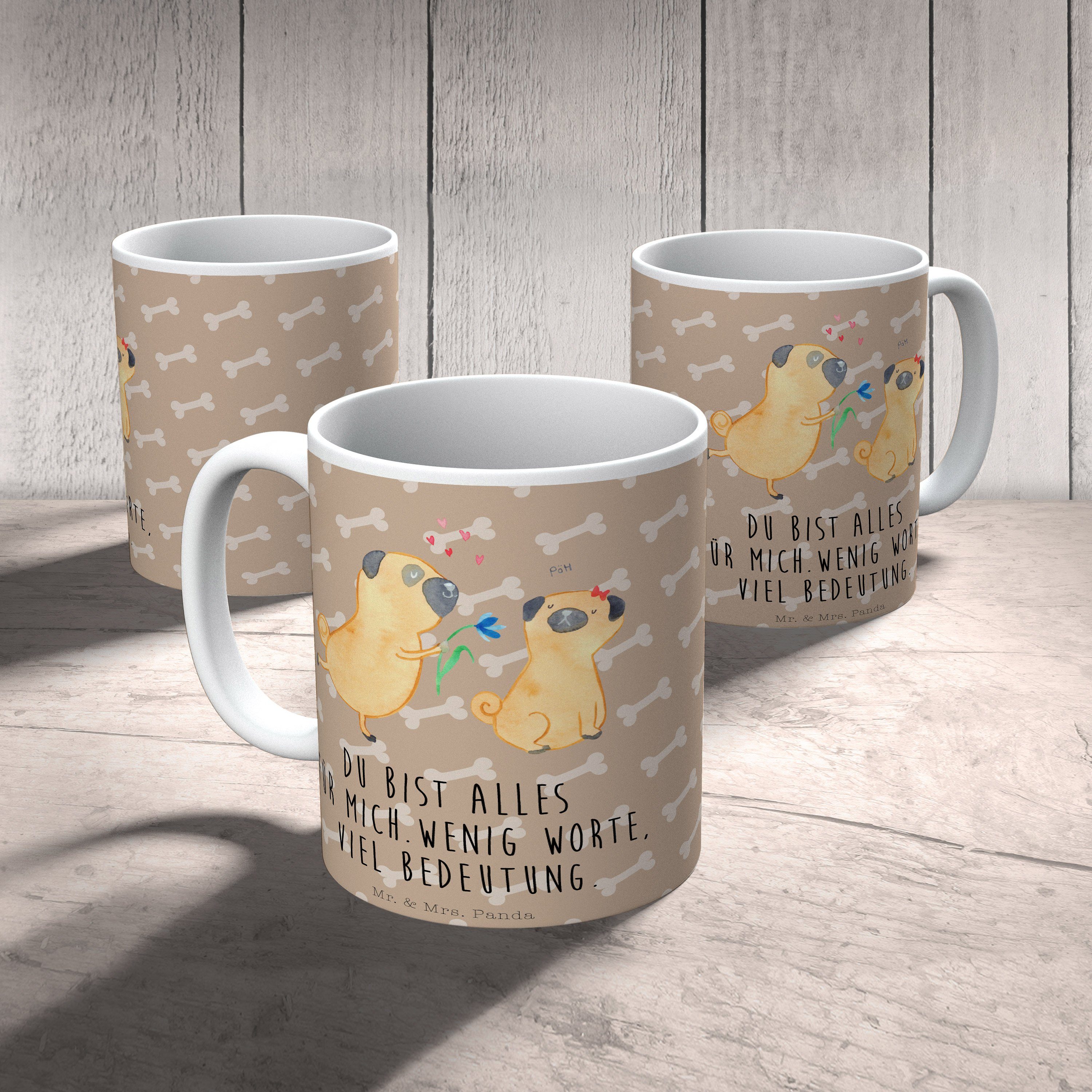 Mops Hundemot, Teetasse, & verliebt Tasse Mr. Hundeliebe, Keramik - Panda Geschenk, Mrs. - Hundeglück