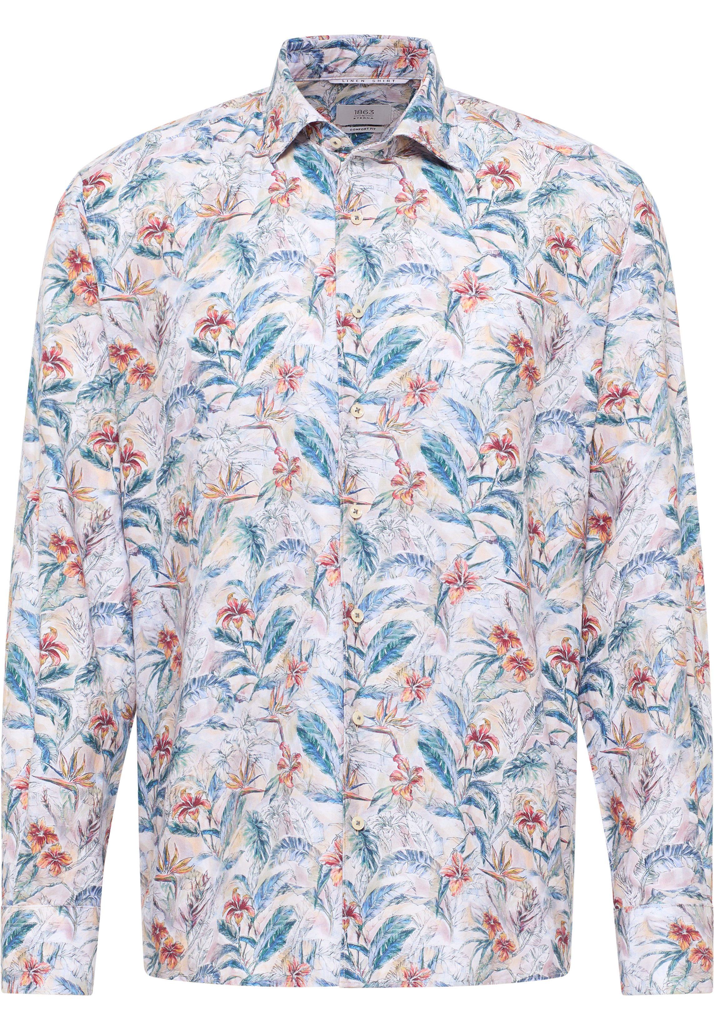 Eterna Businesshemd 1863 by ETERNA COMFORT FIT Langarm Hemd floral print leinen soft 2603-