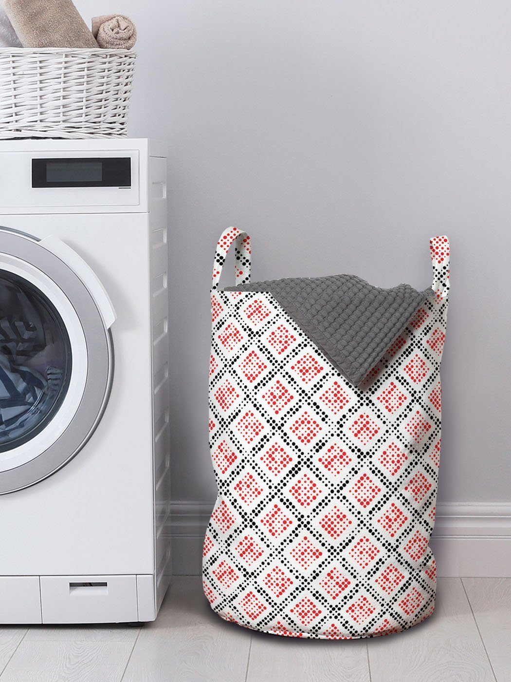 Abakuhaus Wäschesäckchen Wäschekorb mit Griffen für Modern Punkten Kordelzugverschluss mit Waschsalons, Kariert