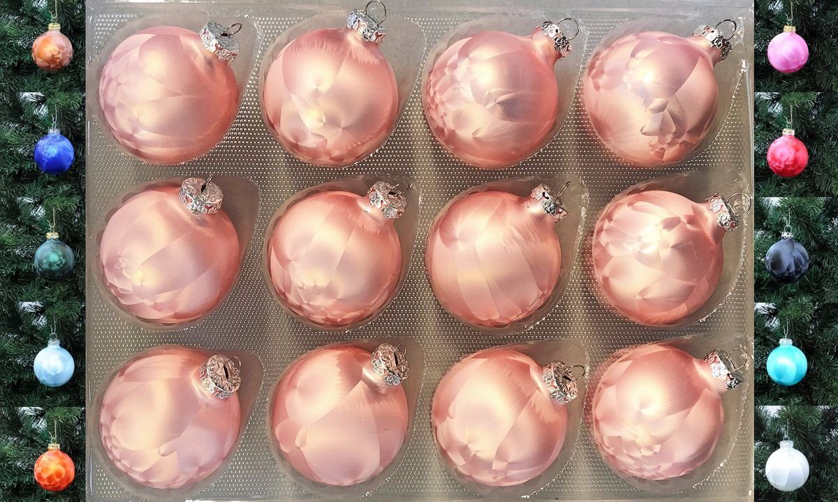 Christbaumschmuck JACK 12x Glas Eislack Christbaumkugeln 6cm Thüringer Weihnachtskugeln