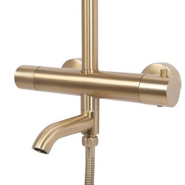 wohnwerk.idee Duschsystem Dusche mit Thermostat Lungo Gold Matt Gebürstet
