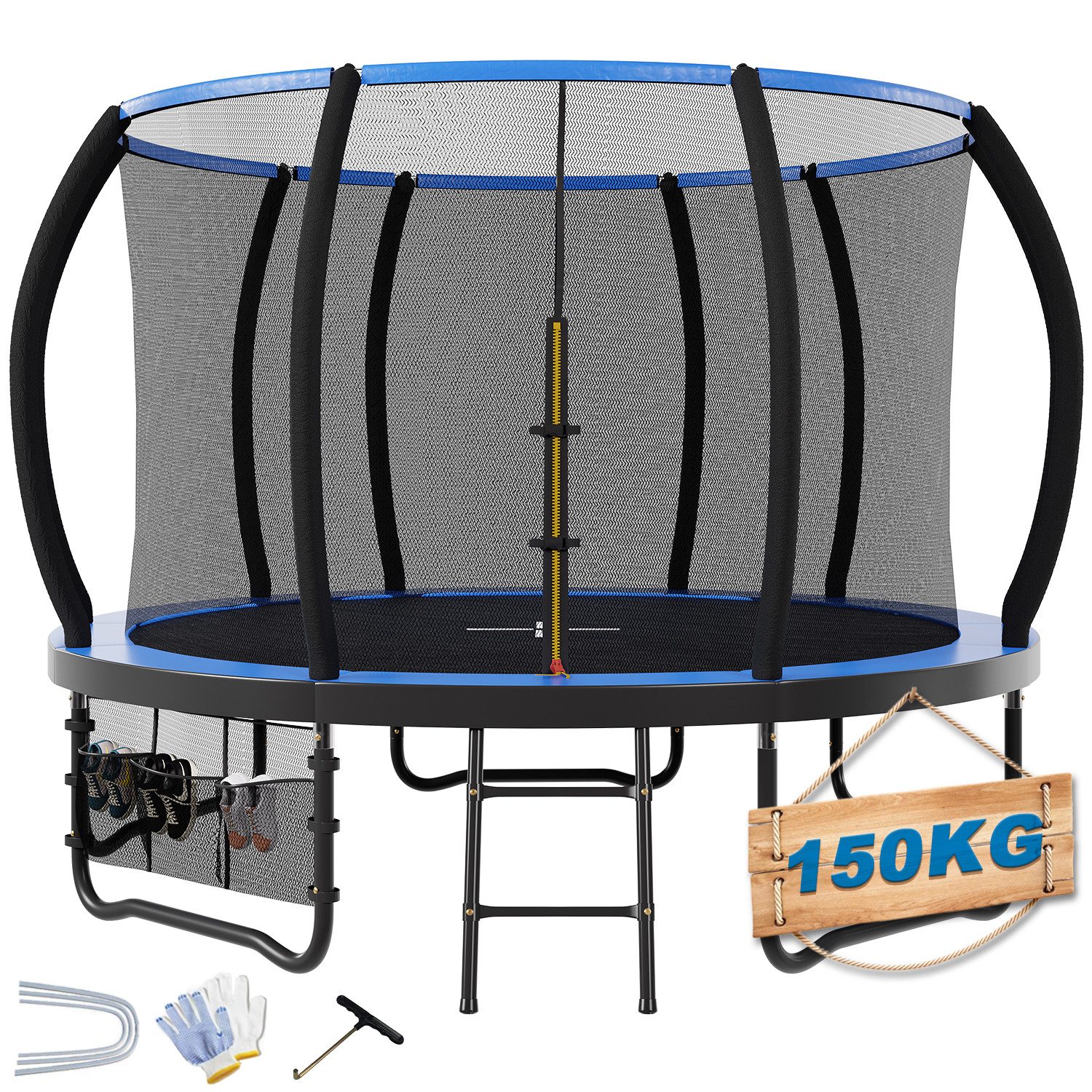 HOMALL Gartentrampolin Kindertrampolin Ø305/366, Gewicht 150kg, Ø 366 cm, (228 cm, Ø 228/305/366/427 cm, mit Sicherheitsnetz und Leiter, 360° Schutzgitter)
