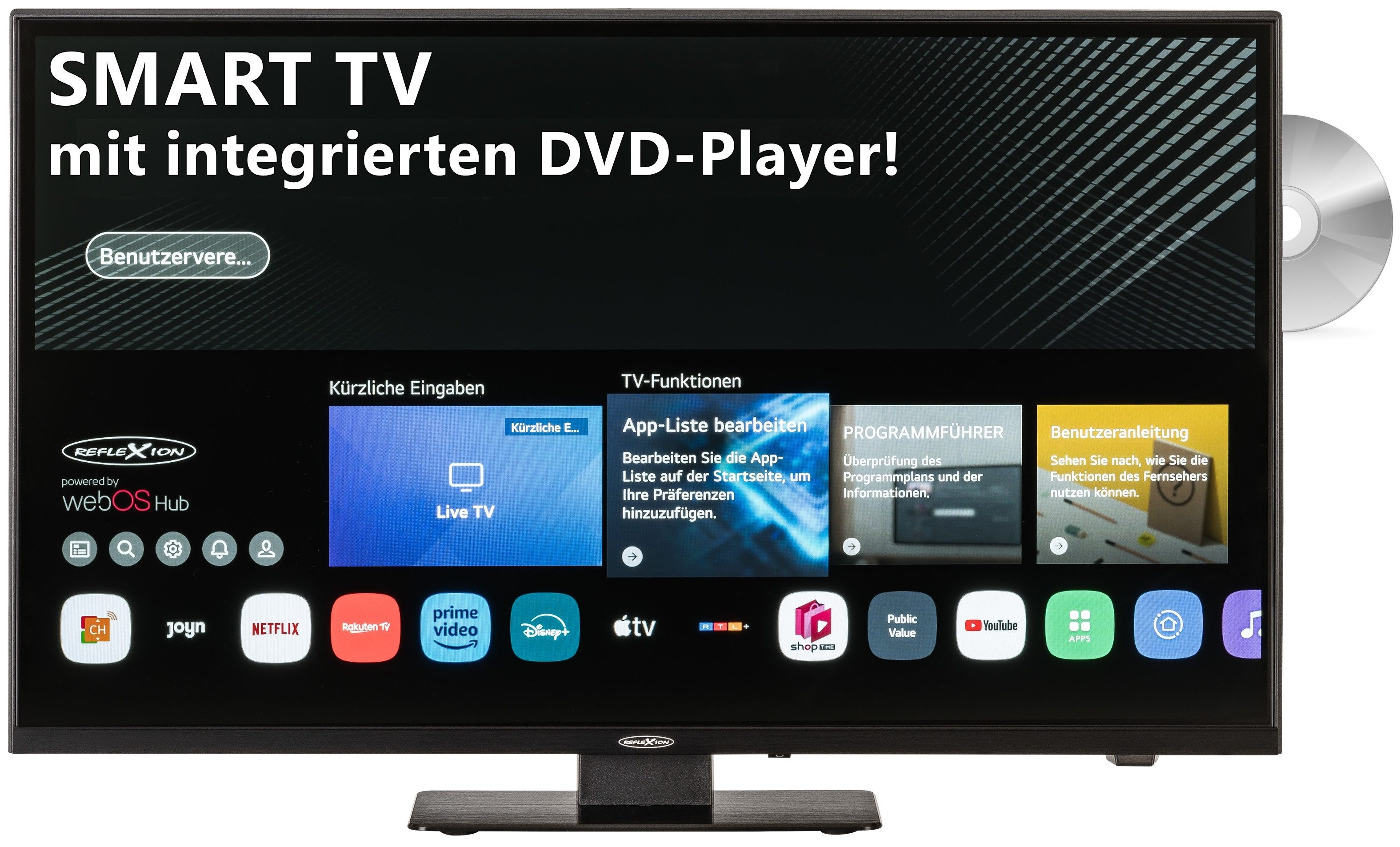 LDDX19IBT-B 47 cm (19") LED-TV mit DVD-Spieler, HD Ready, Smart-TV, DVB-T2/DVB-C/DVB-S2