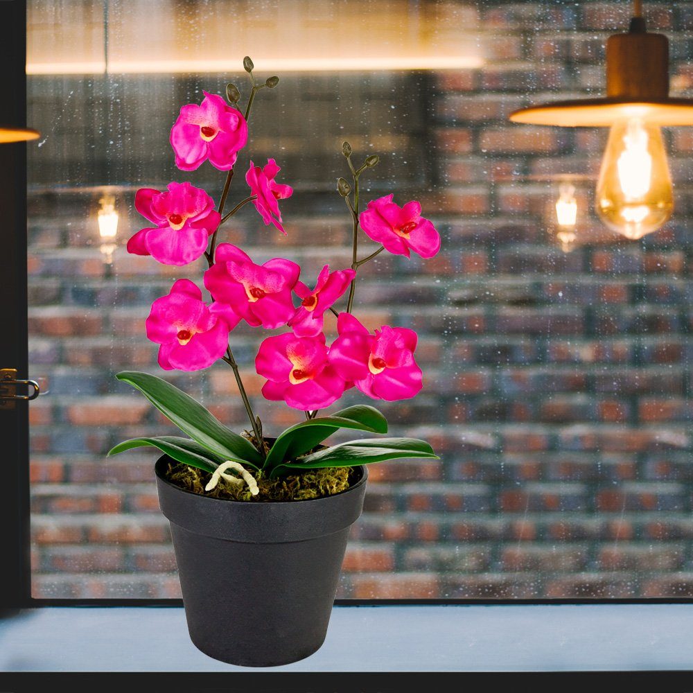 cm cm, Künstliche Decovego, Pink Pflanze Rosa Kunstorchidee Topfpflanze 35 Höhe 35 Orchidee Kunstpflanze
