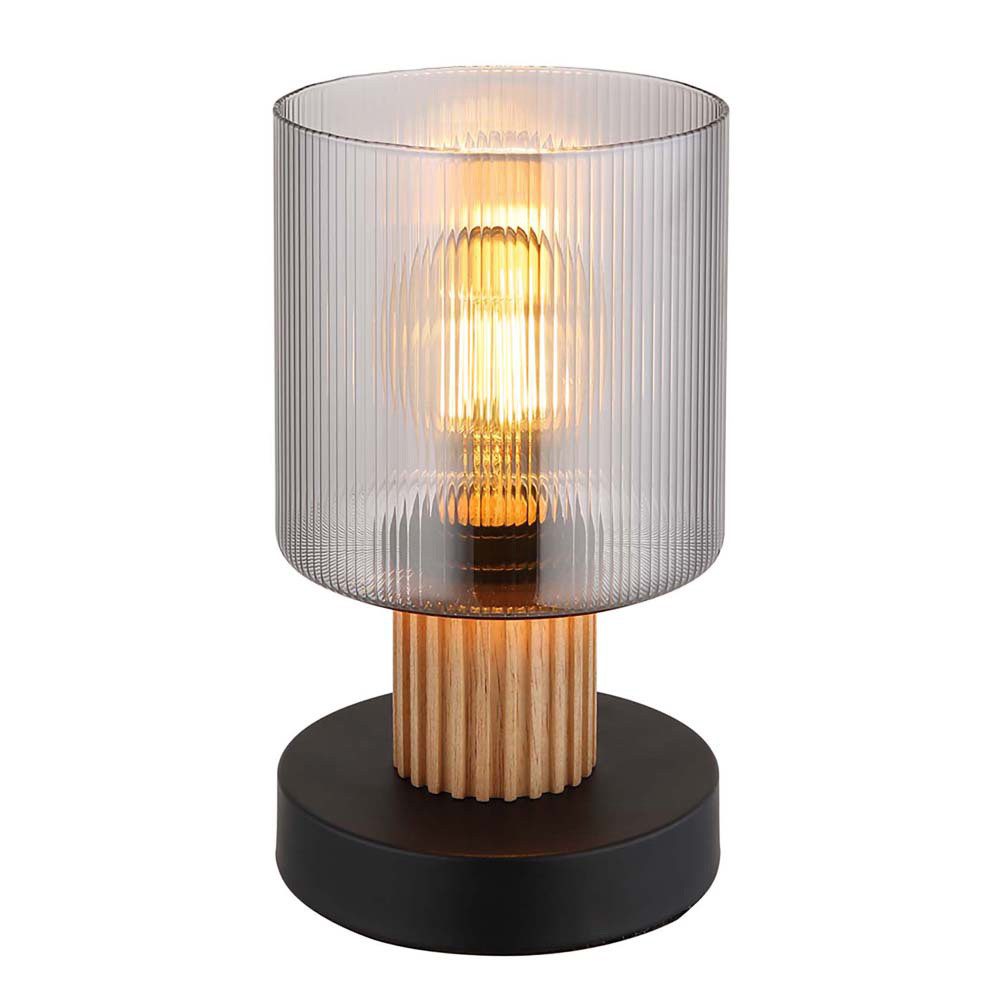GLOBO LIGHTING LED Nachttischlampe, Leuchtmittel inklusive, Warmweiß, LED Tischleuchte Tischlampe Schlafzimmerlampe Glas Schalter H 21 cm