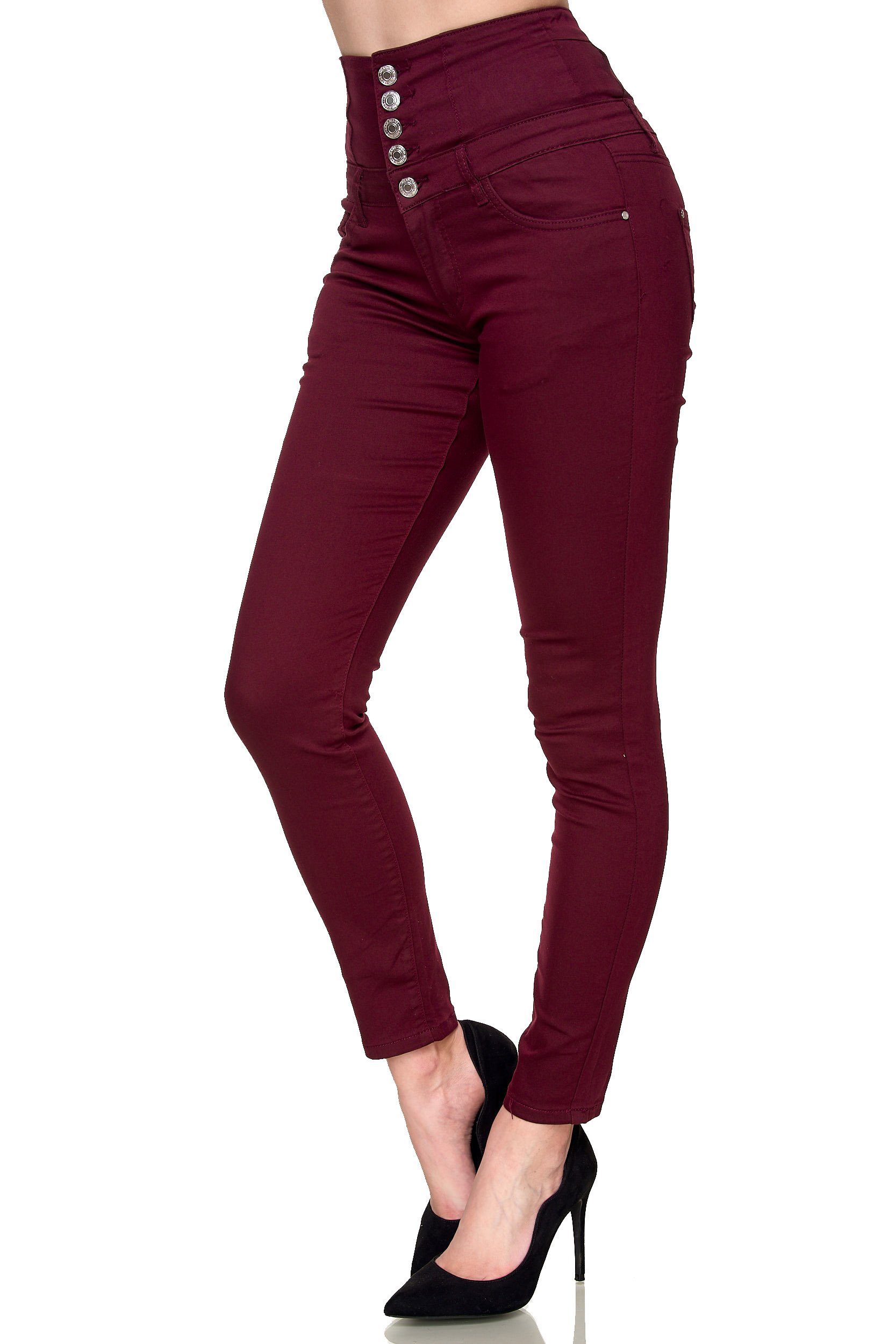 High Damen Elara Waist (1-tlg) stretch Weinrot Elara Skinny High-waist-Jeans Jeans