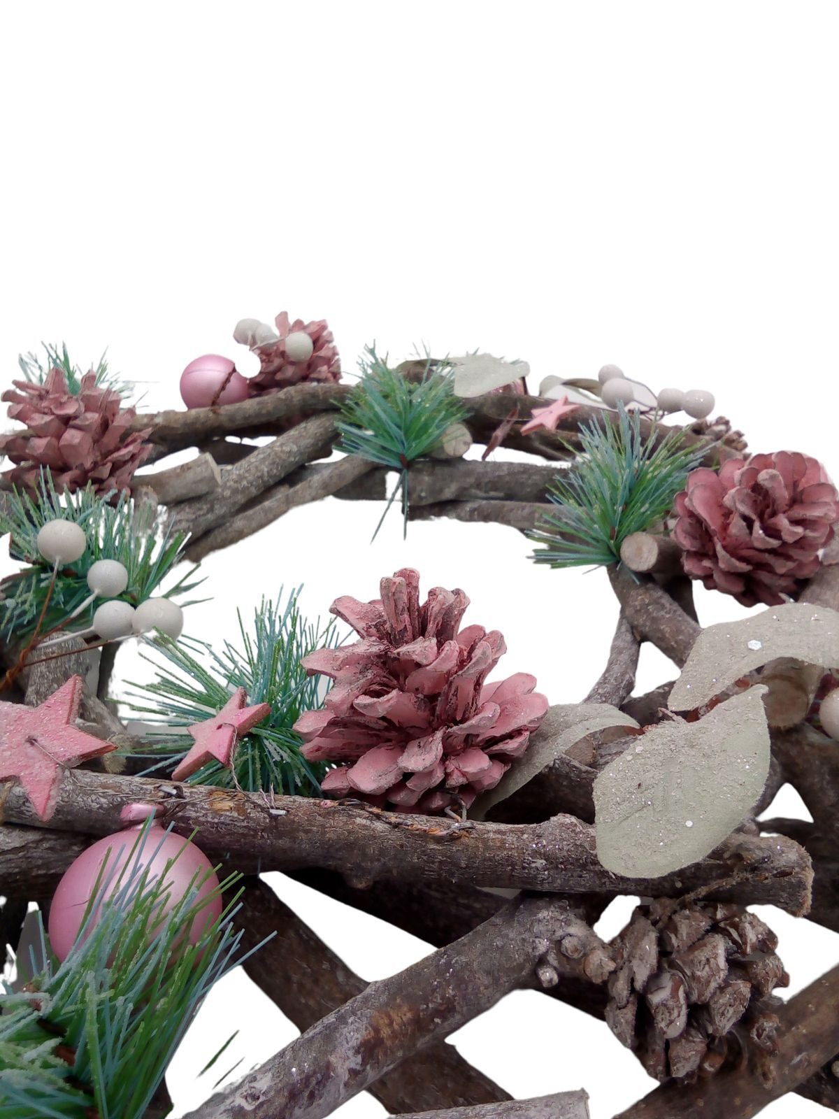 BURI Adventskranz Weihnachts-Dekokranz 34cm dekoriert Dekokranz Weihnachtsdeko Wanddeko