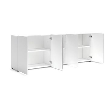 Sideboard Mister, in weiss, Lack Hochglanz - 225x80x38cm (BxHxT)