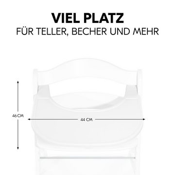 Hauck Hochstuhl Alpha Plus White - Set Nordic Grey, Mitwachsender Holz Kinderhochstuhl mit Tablett Click Tray & Sitzkissen