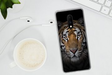 MuchoWow Handyhülle Tiger - Wildtiere - Porträt - Schwarz - Tiere, Phone Case, Handyhülle OnePlus 7, Silikon, Schutzhülle