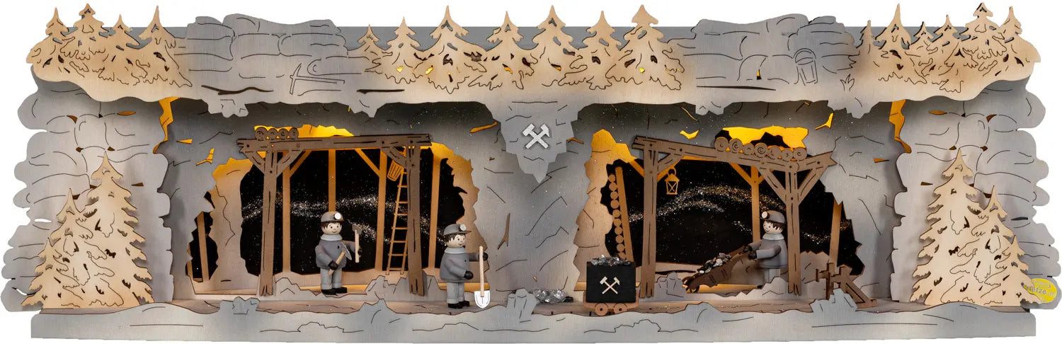Tietze Erzgebirgsdesign LED Schwibbogen Panorama-Erhöhung Bergbau exklusiv, 58x18x14,5 cm (BxHxT)